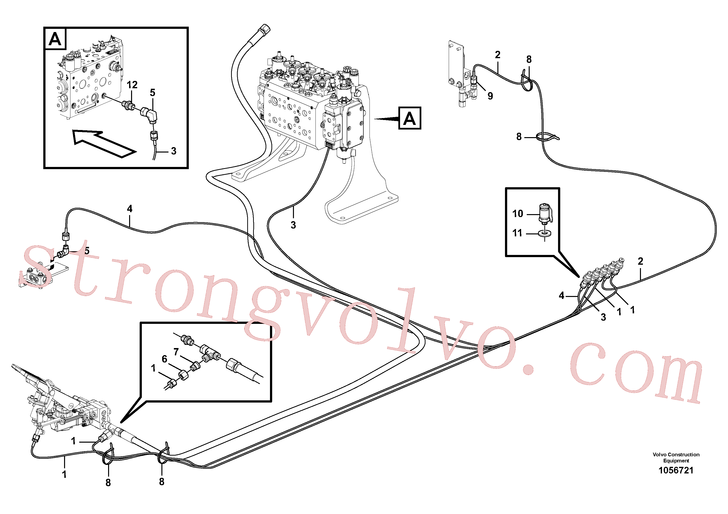VOE967748 Volvo Sistema servo-hidráulico, manga de ensaio(1056721 Montagem)