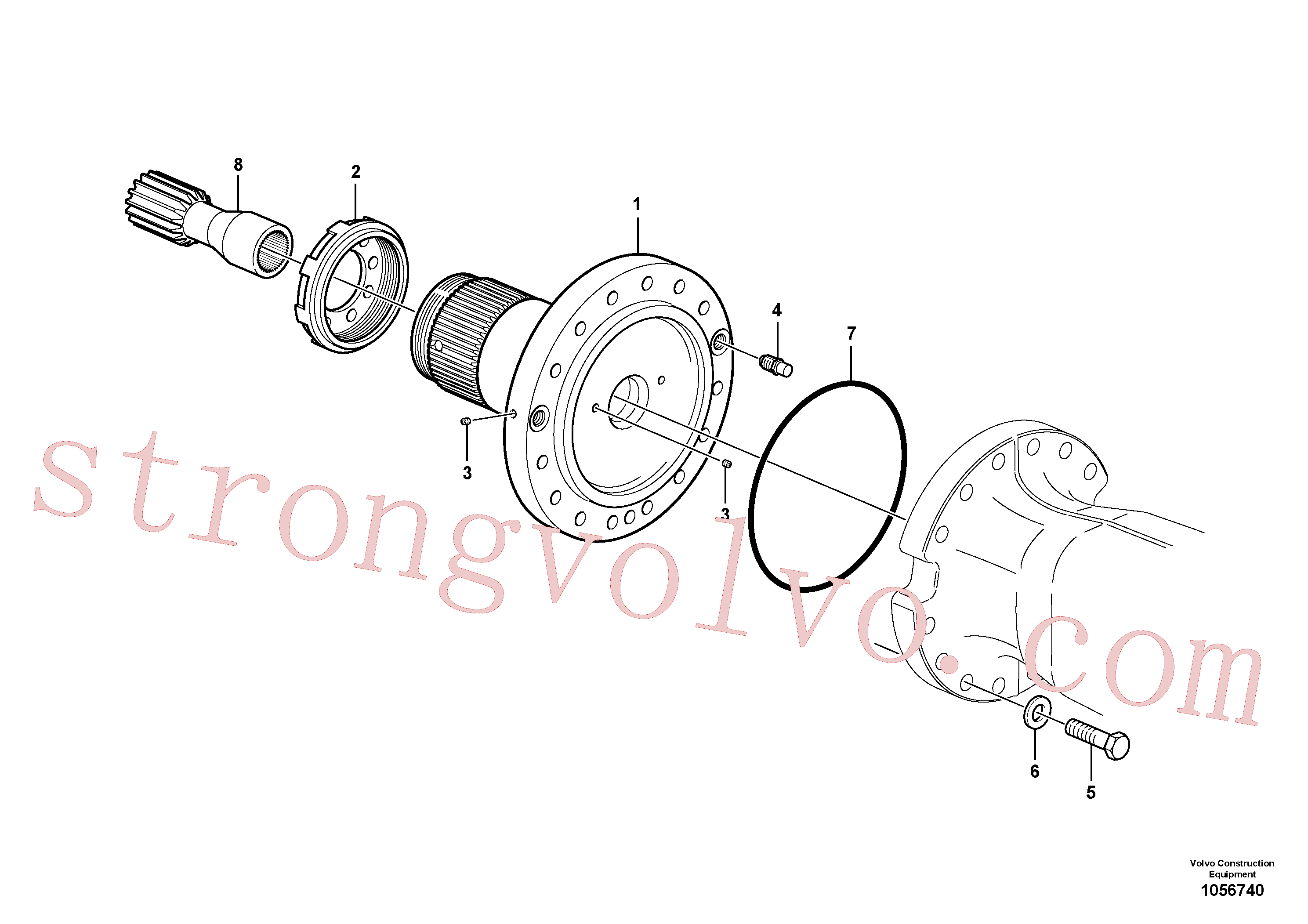 VOE14560400 Volvo Eixo traseiro, apoio do veio(1056740 Montagem)