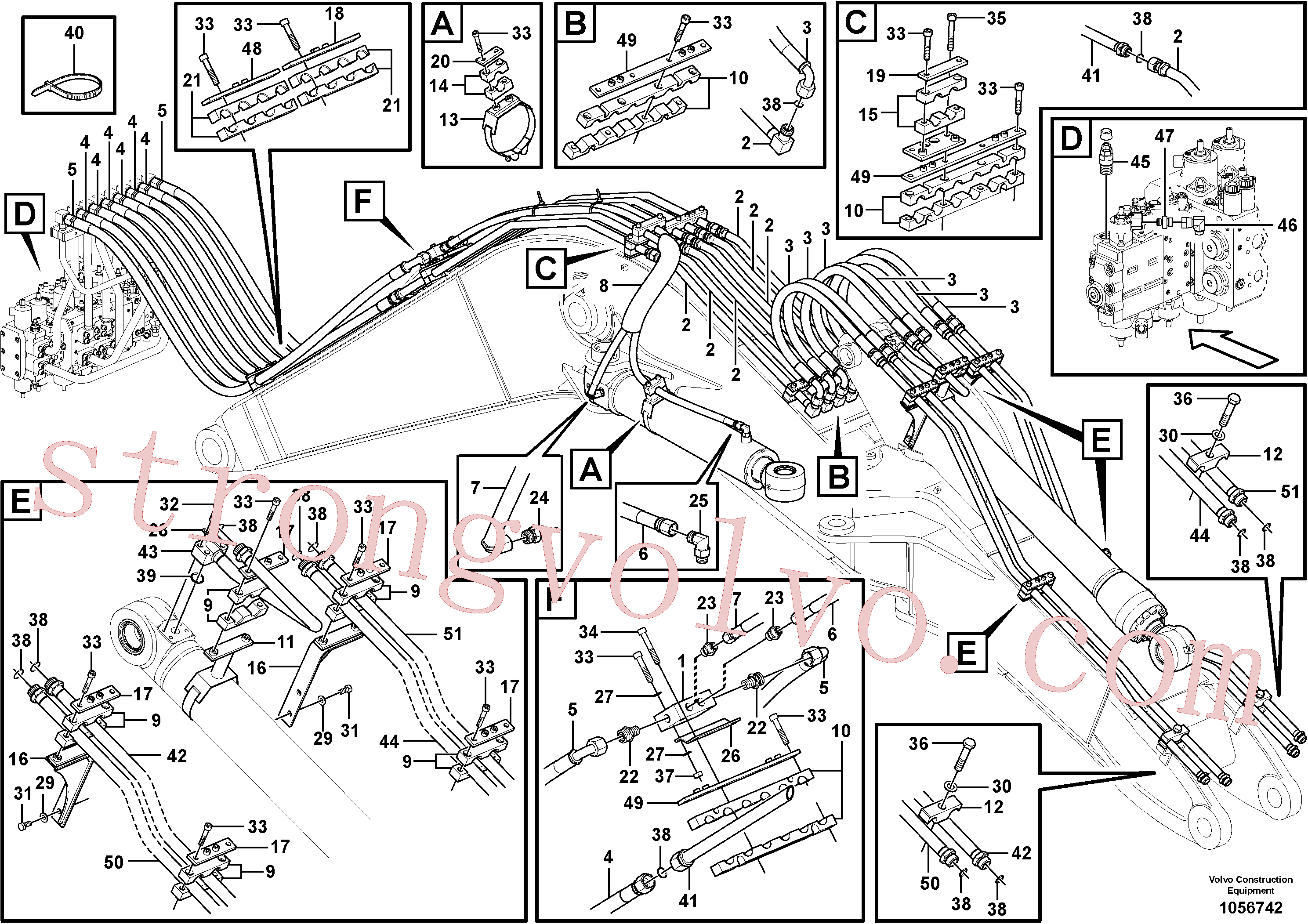 VOE14372766 Volvo Hidráulica de serviço, martelo e cortador para lança de desvio mono(1056742 Montagem)