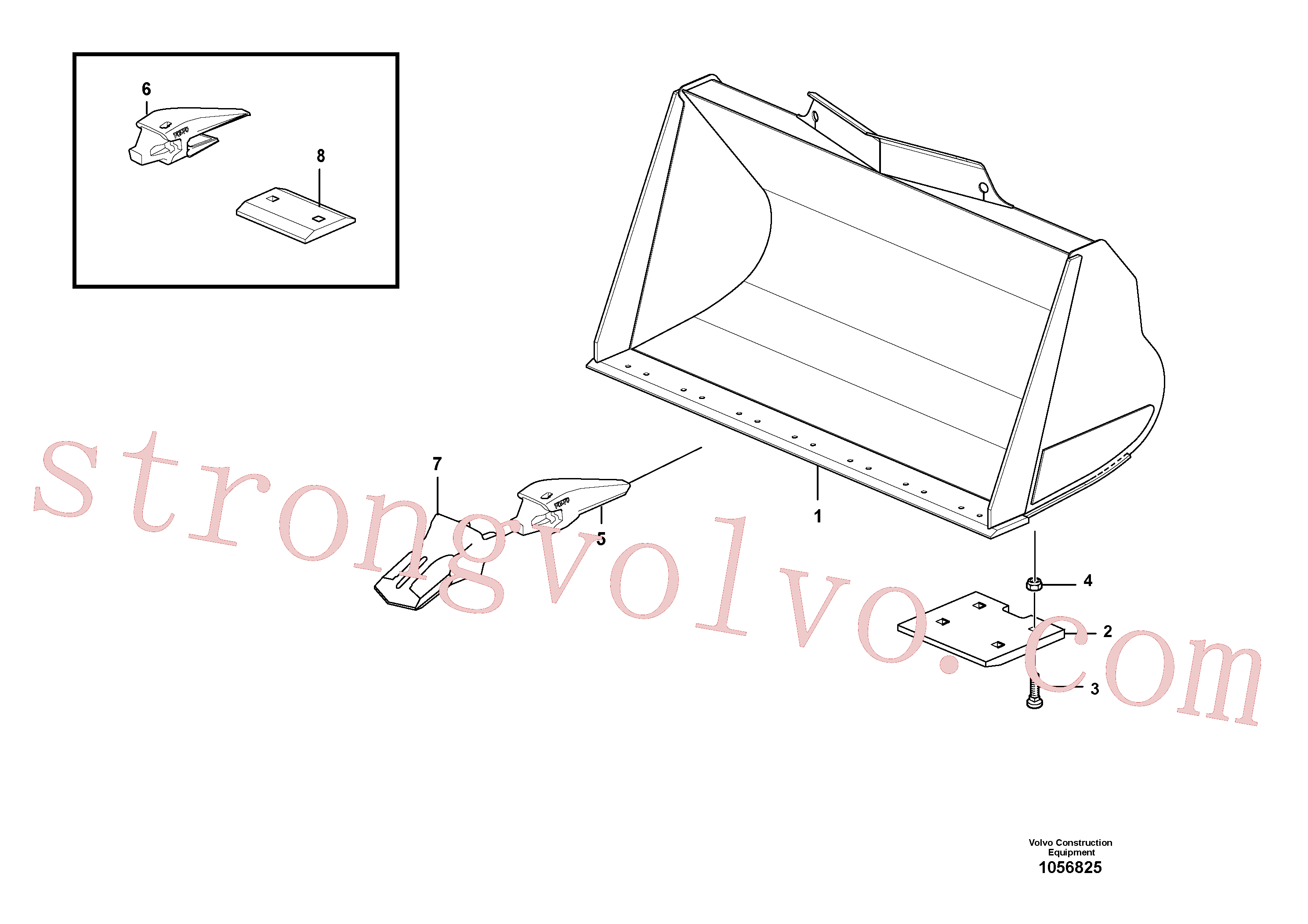 VOE11045692 Volvo Balde, direito com dentes(1056825 Montagem)
