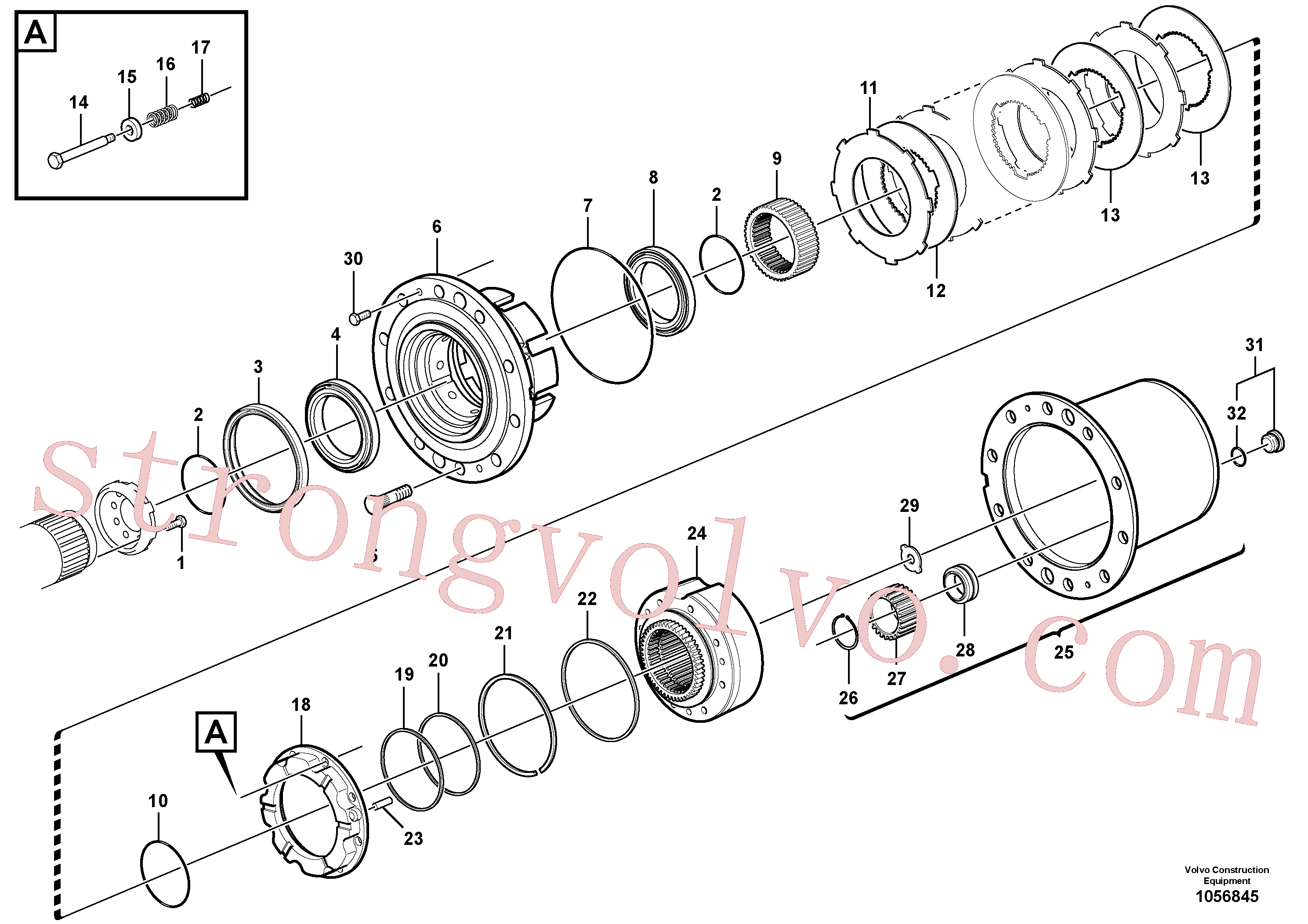 VOE14558079 Volvo Eixo traseiro, redução do cubo(1056845 Montagem)