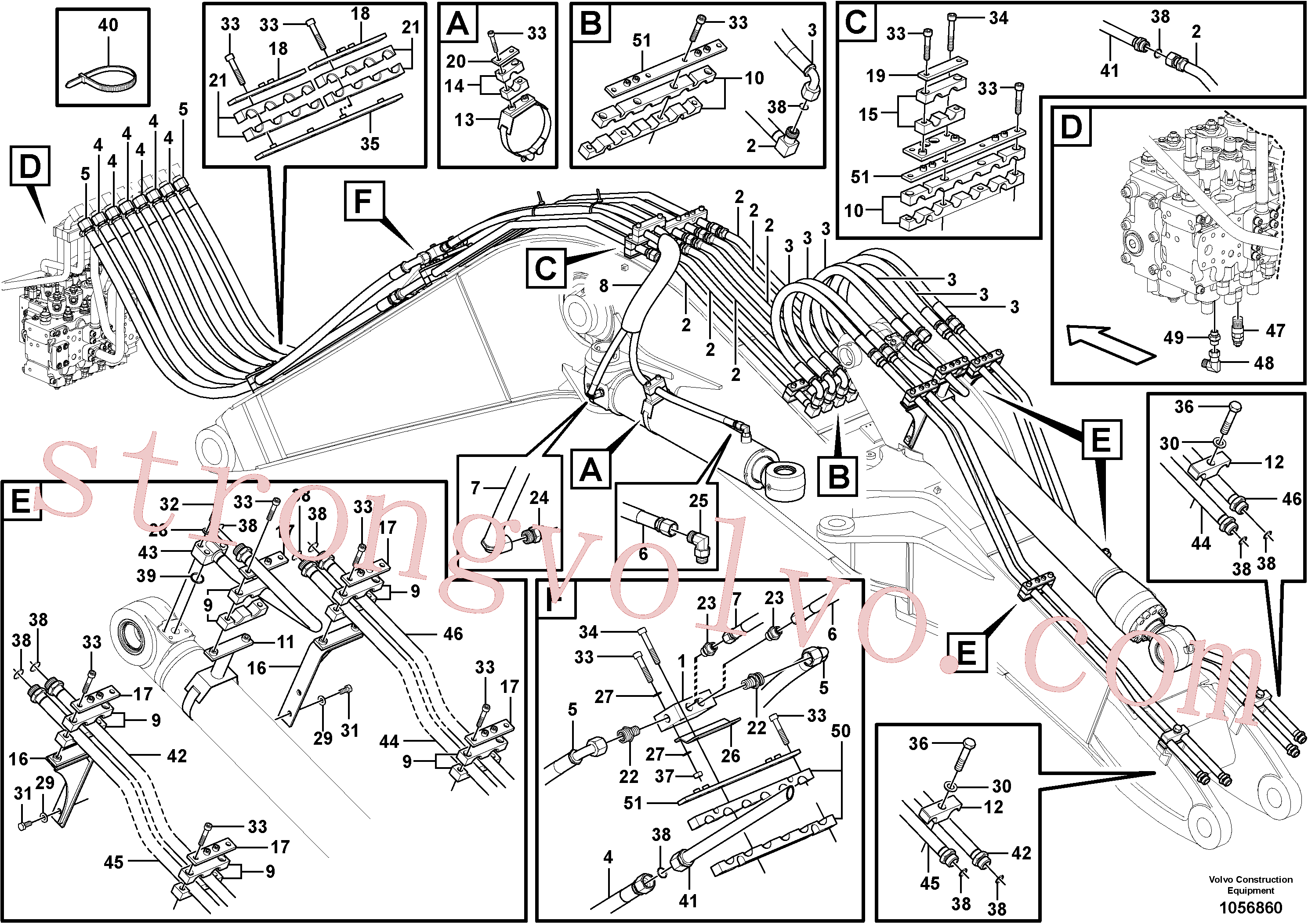 VOE937485 Volvo Hidráulica de serviço, martelo e cortador para lança de desvio mono(1056860 Montagem)