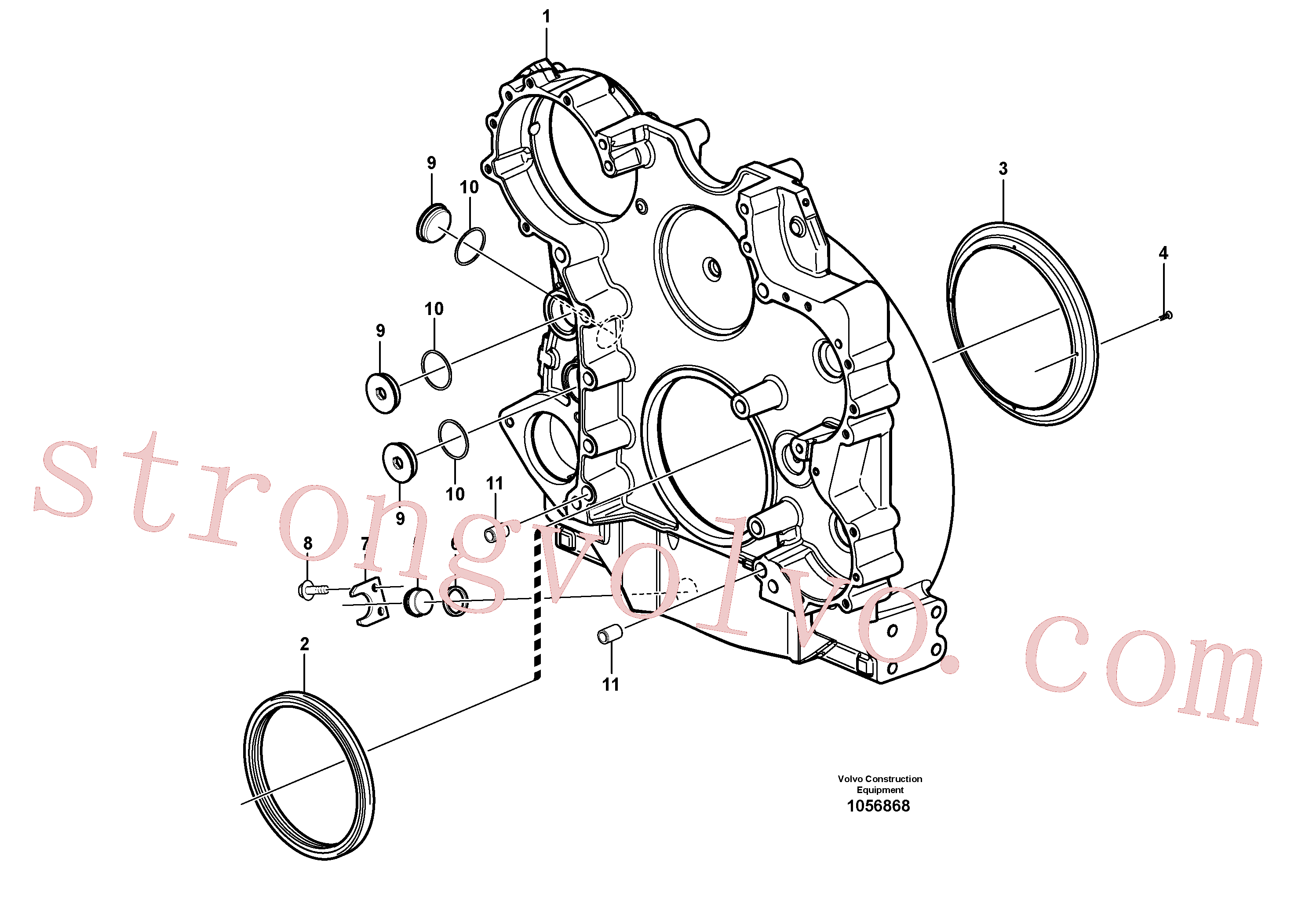 VOE1543896 Volvo Alojamento do volante do motor(1056868 Montagem)