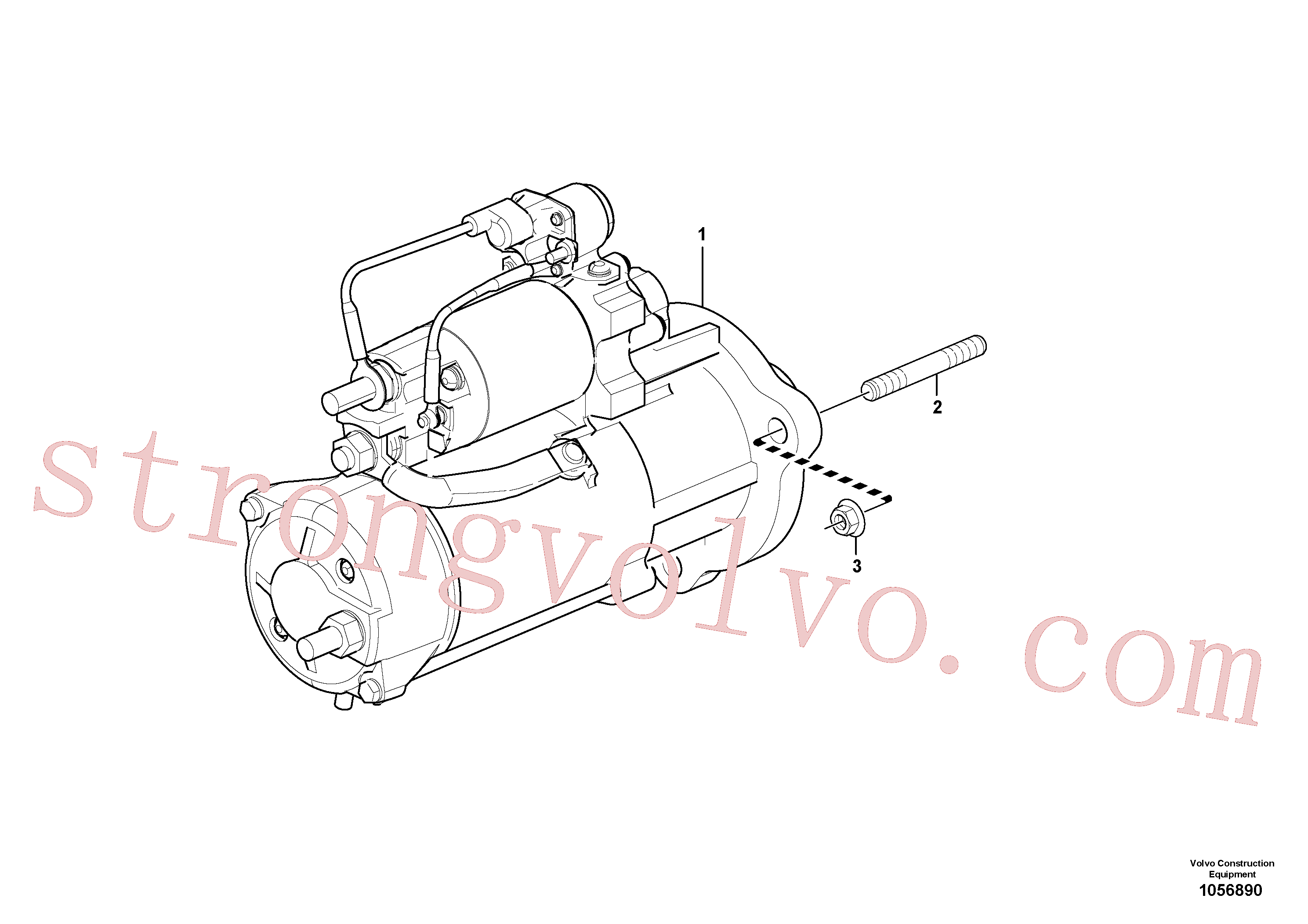 VOE953098 Volvo Motor de arranque com detalhes de montagem(1056890 Montagem)