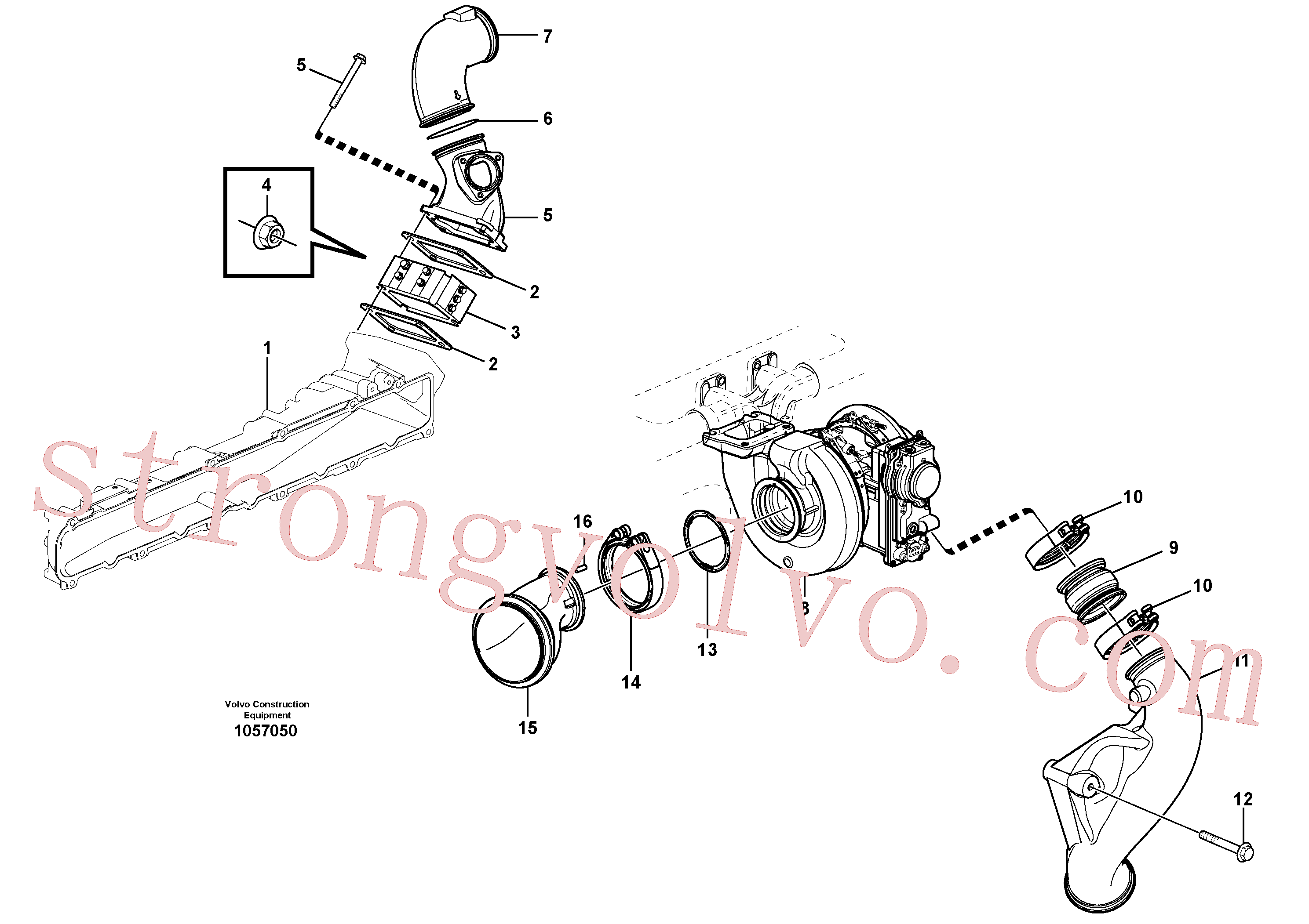 VOE13965184 Volvo Arrefecedor de ar comprimido, tubagem, Intercooler(1057050 Montagem)