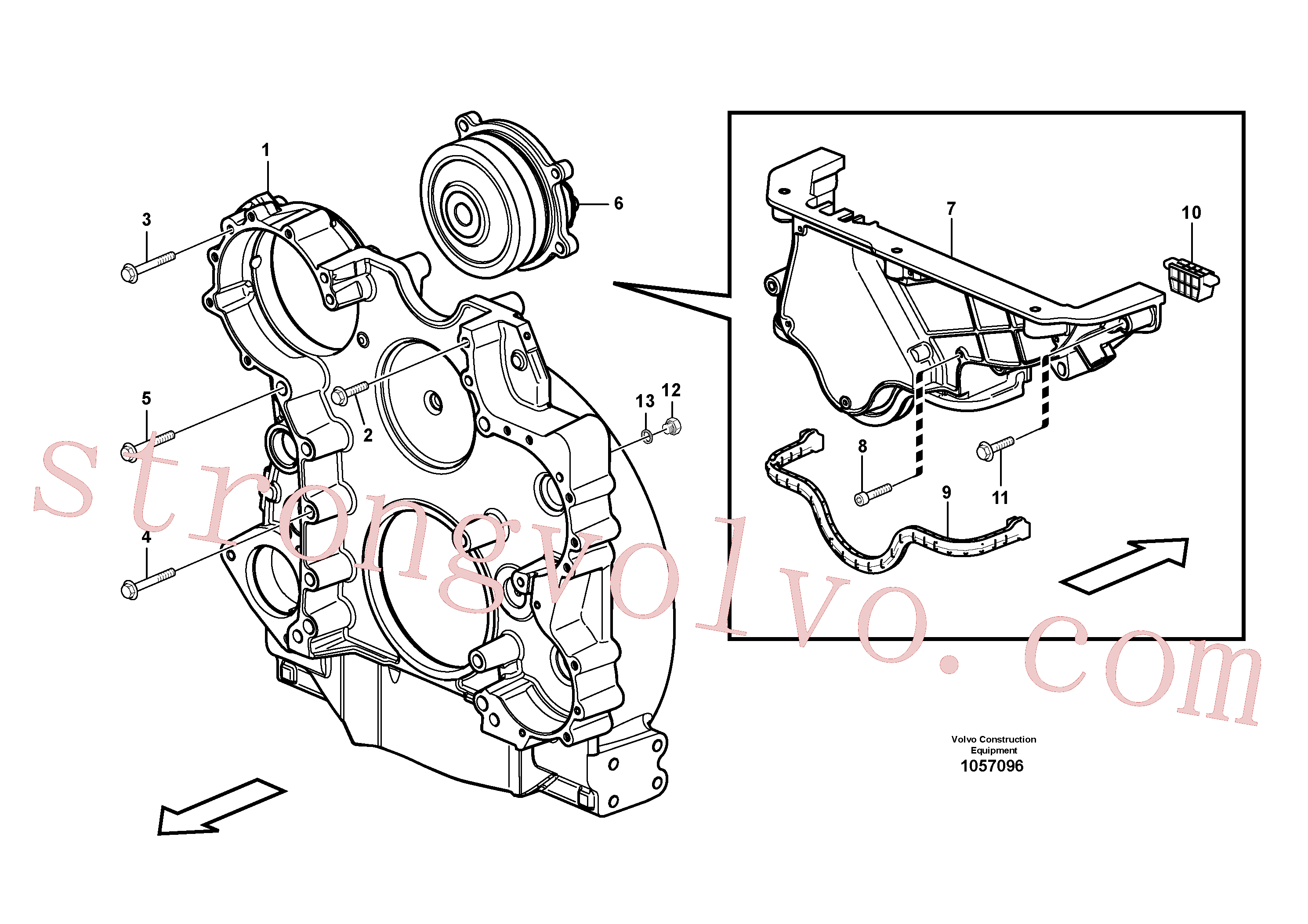 VOE968592 Volvo Alojamento do volante do motor(1057096 Montagem)