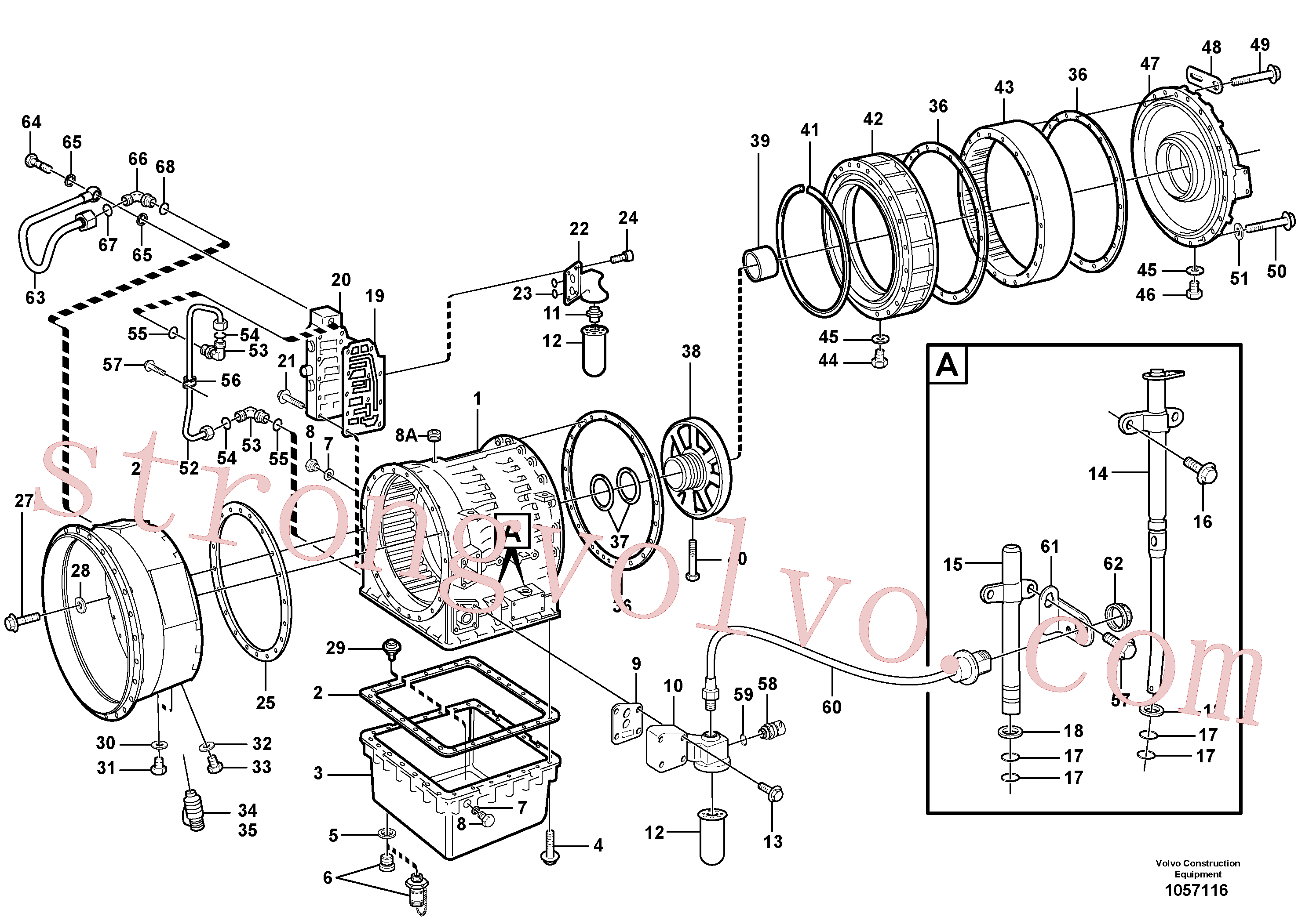 VOE935151 Volvo Alojamento da transmissão(1057116 Montagem)