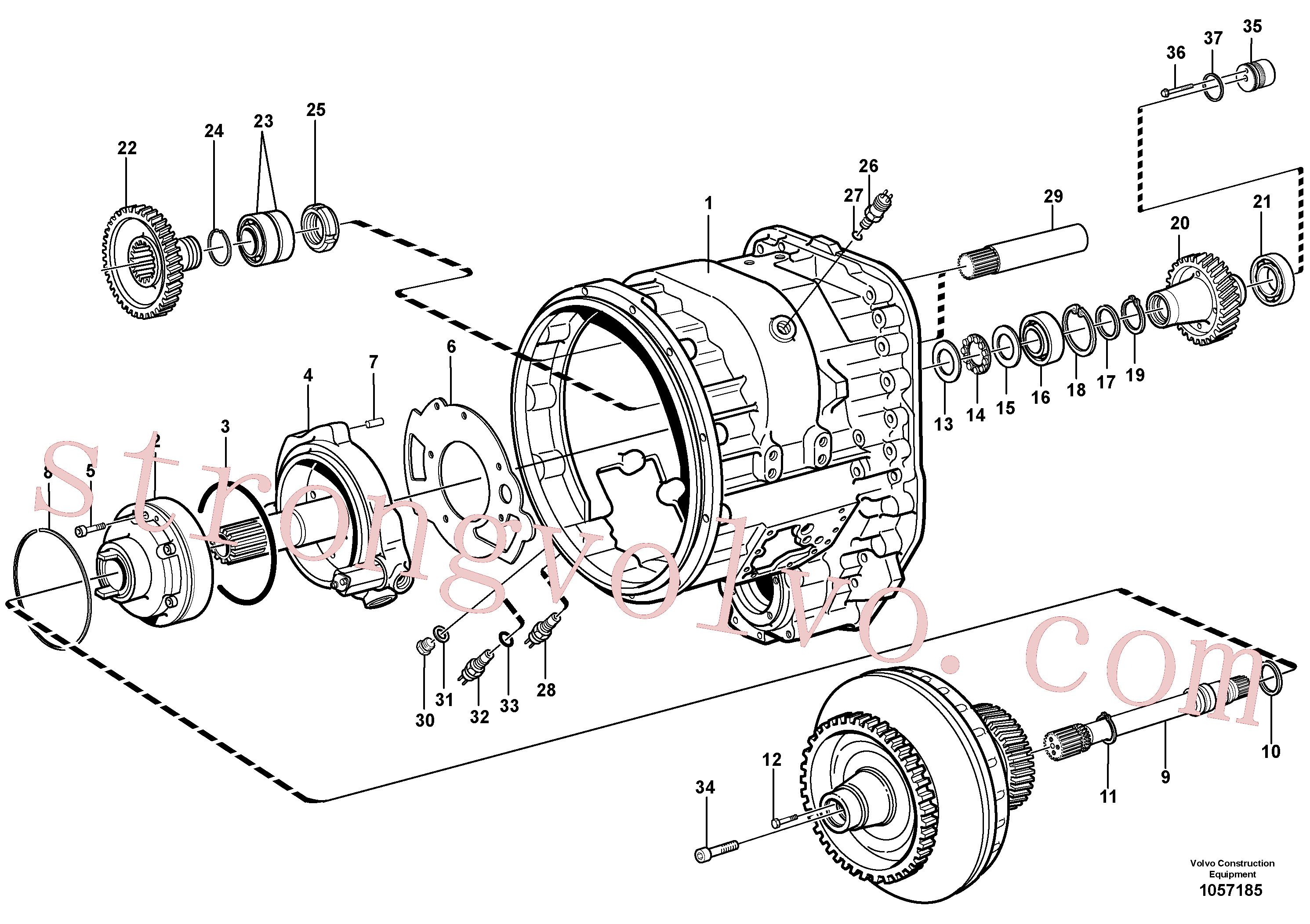 VOE11039557 Volvo Alojamento do conversor, engrenagens e veios(1057185 Montagem)