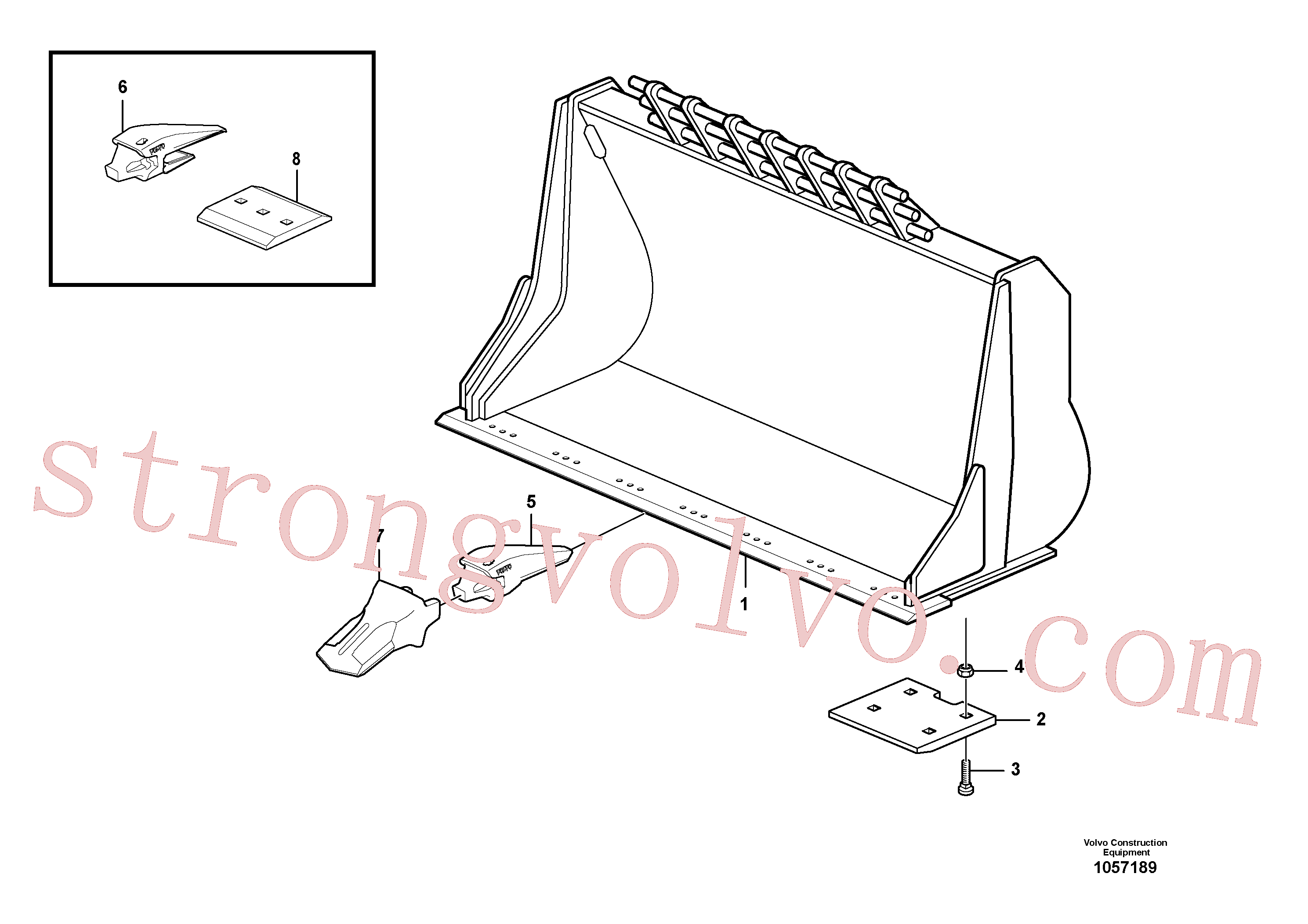 VOE13948902 Volvo Balde, direito com dentes(1057189 Montagem)