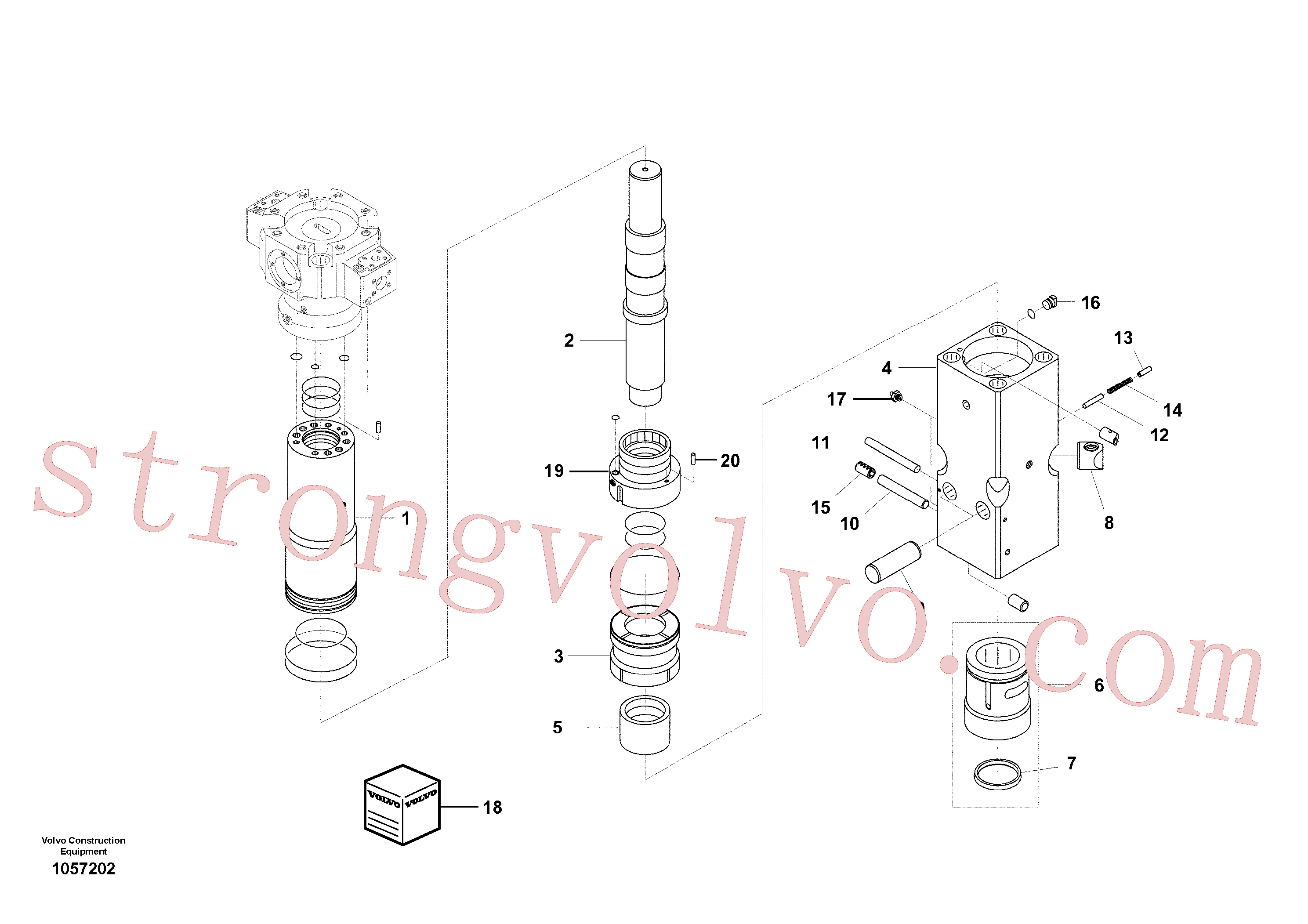 VOE14534694 Volvo Martelo hidráulico, alojamento do acumulador(1057202 Montagem)