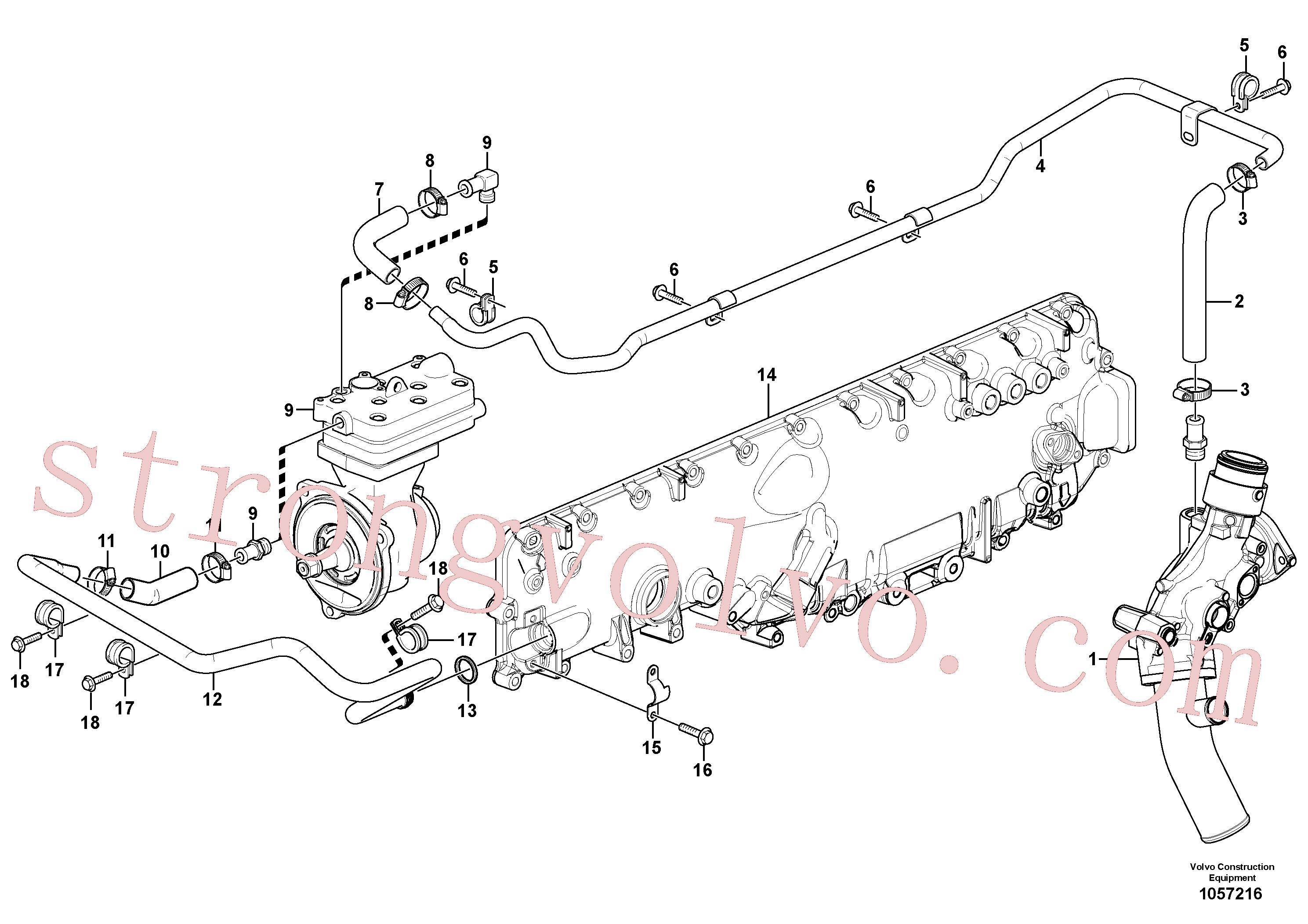 VOE994557 Volvo Sistema de refrigeração, compressor(1057216 Montagem)