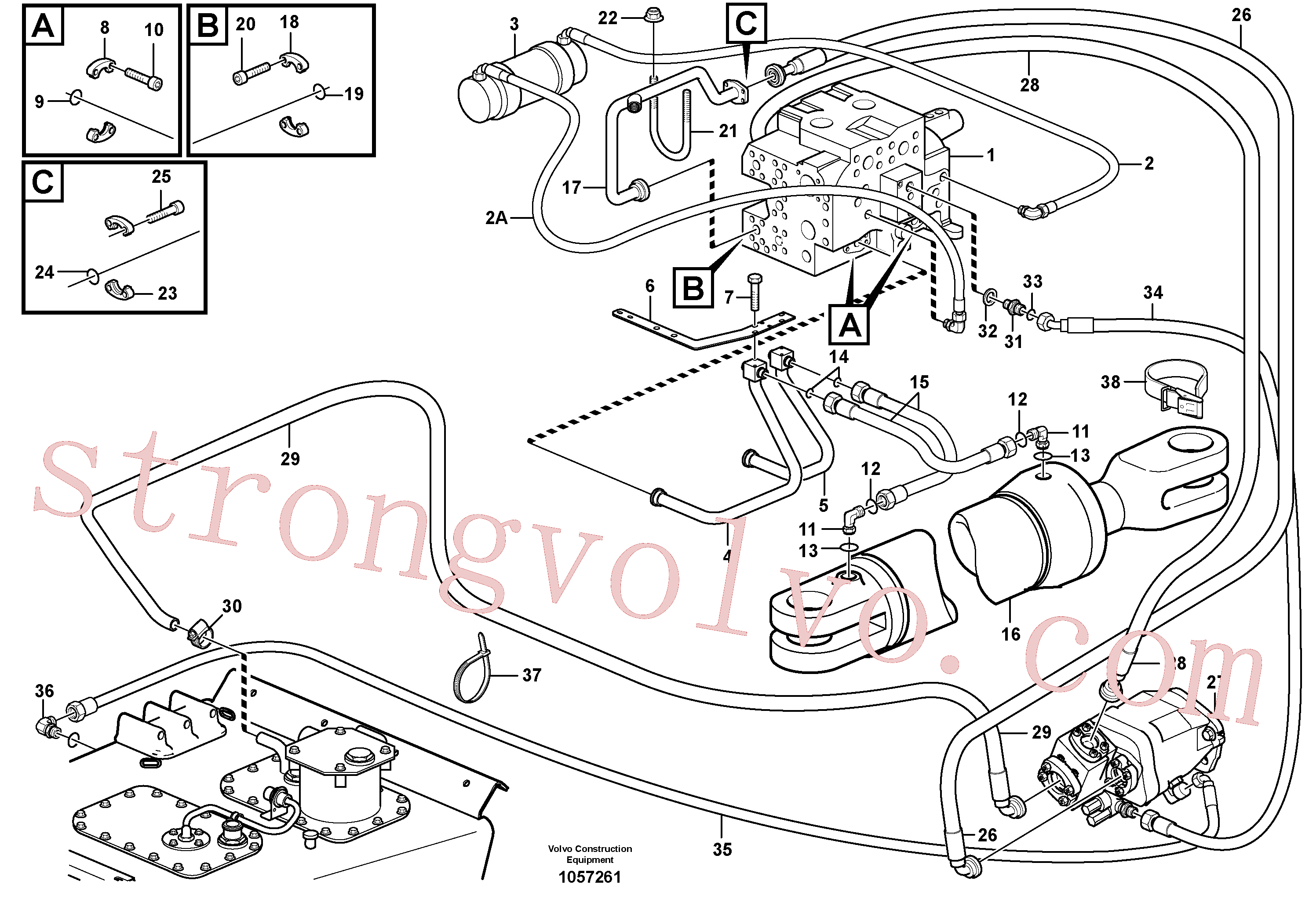 VOE15051817 Volvo Sistema da direcção, tubos e mangueiras(1057261 Montagem)