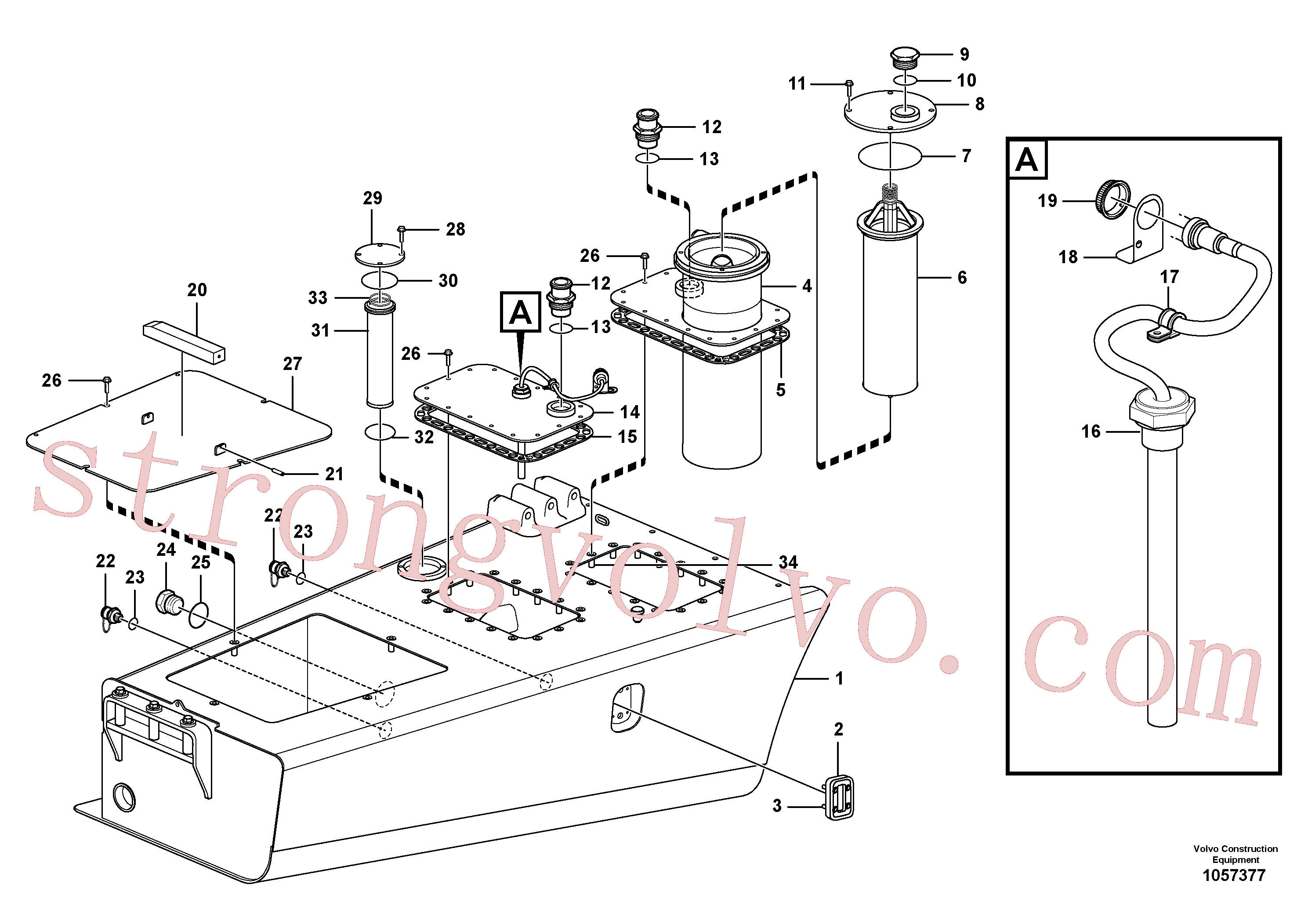 VOE984529 Volvo Depósito de óleo hidráulico(1057377 Montagem)