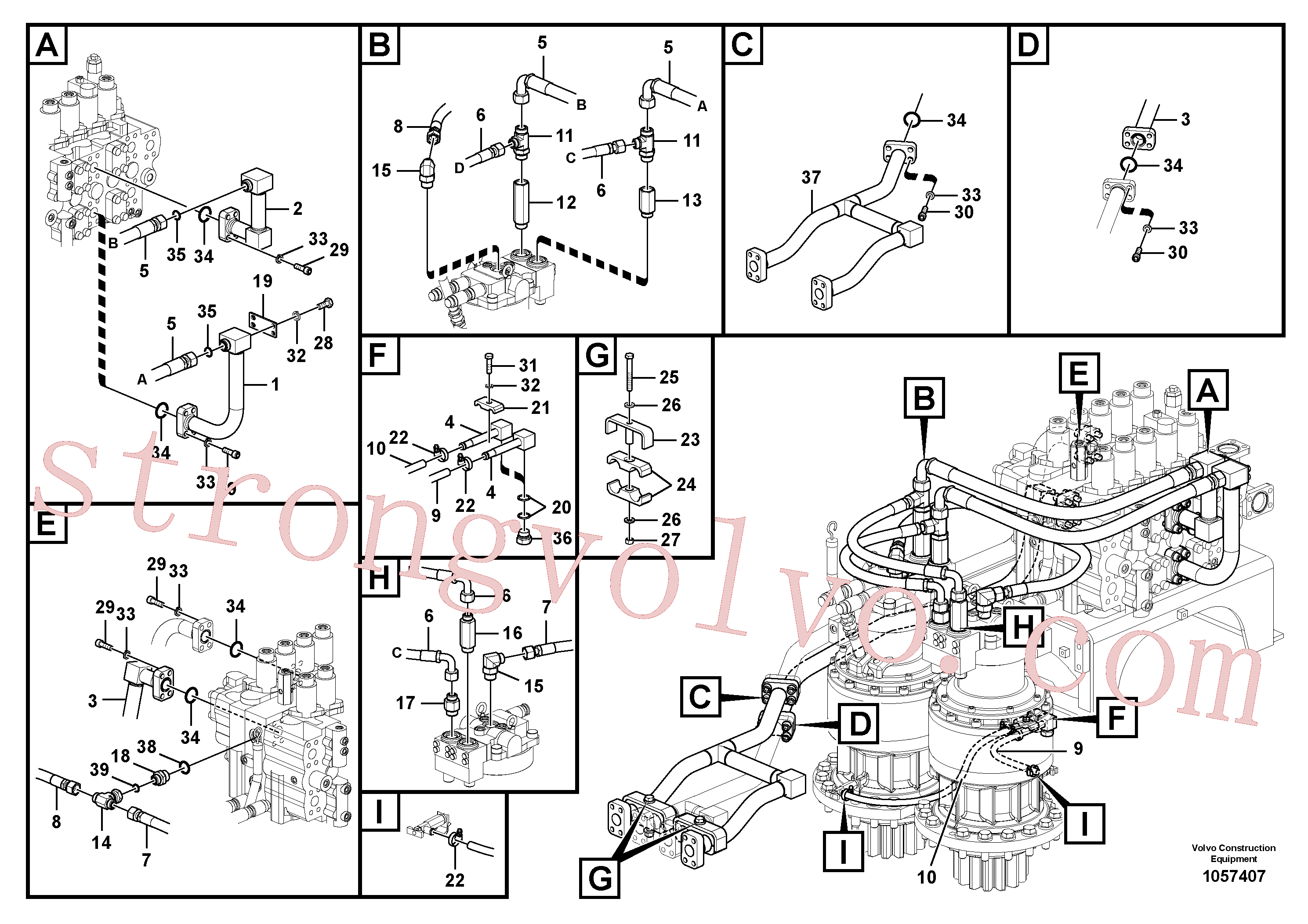 VOE15038537 Volvo Sistema hidráulico, válvula de comando da lança e articulação(1057407 Montagem)