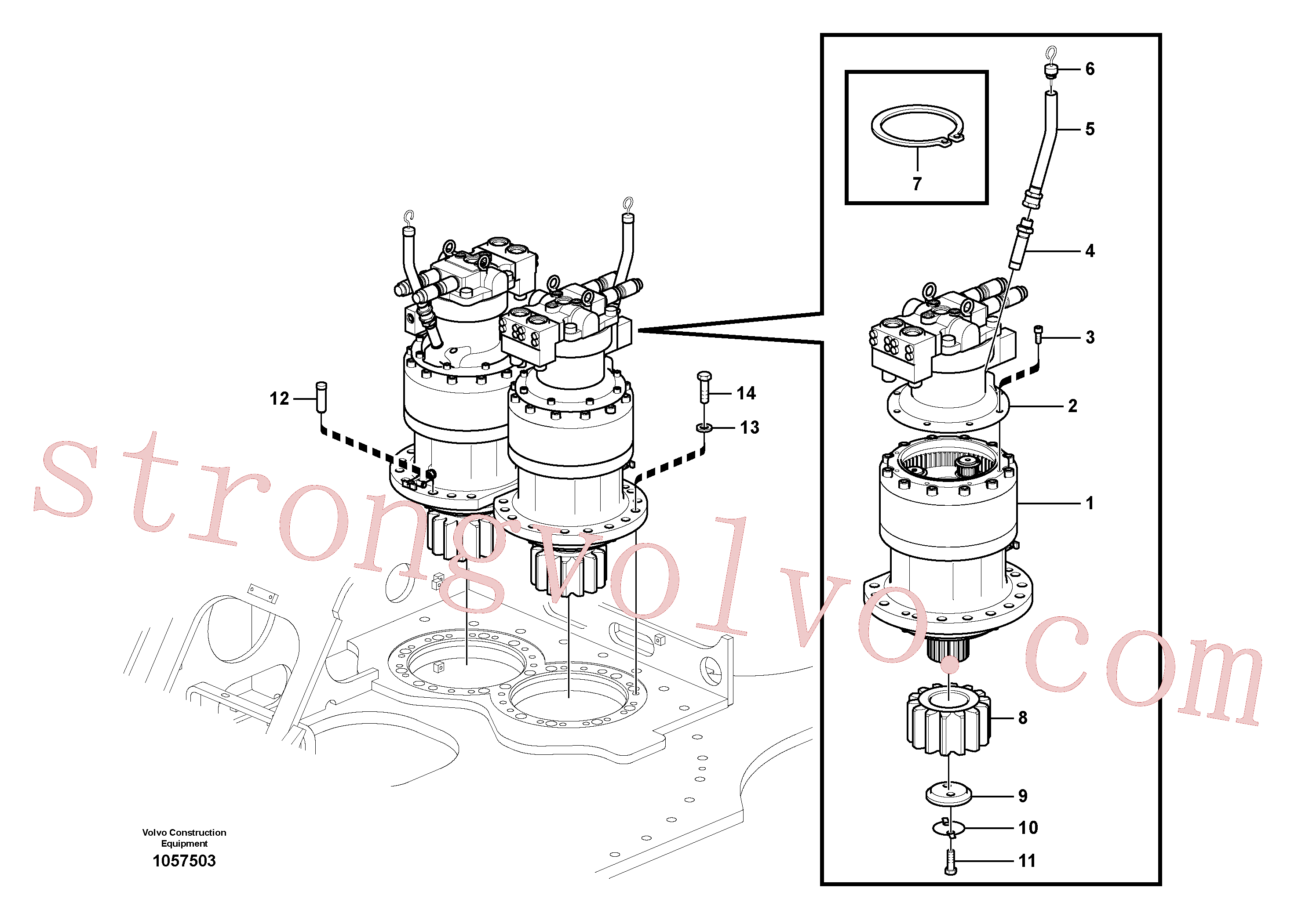 VOE14612482 Volvo Motor de rotação com peças de montagem(1057503 Montagem)