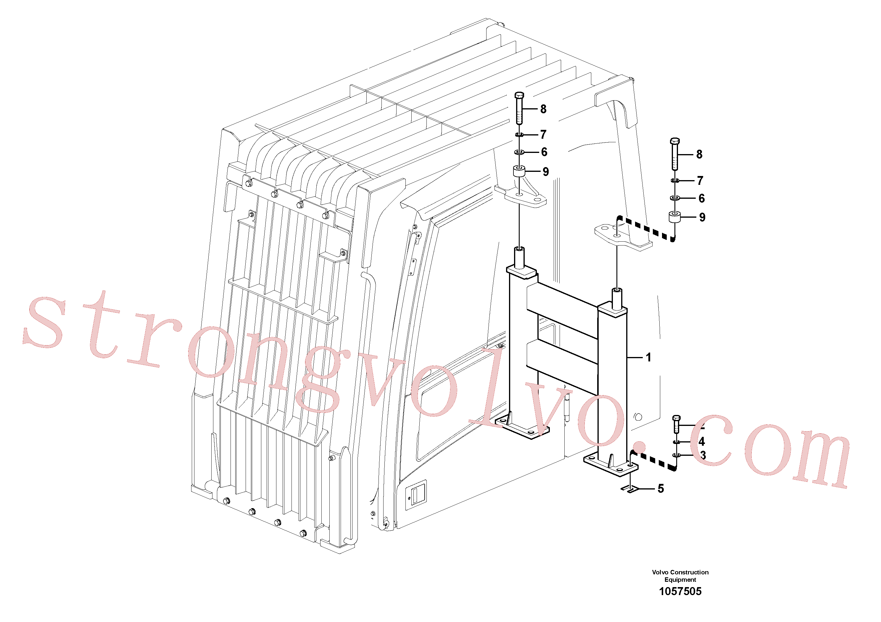 VOE14884950 Volvo Resguardo contra objectos em queda (FOPS), Apoio de nevoeiro(1057505 Montagem)