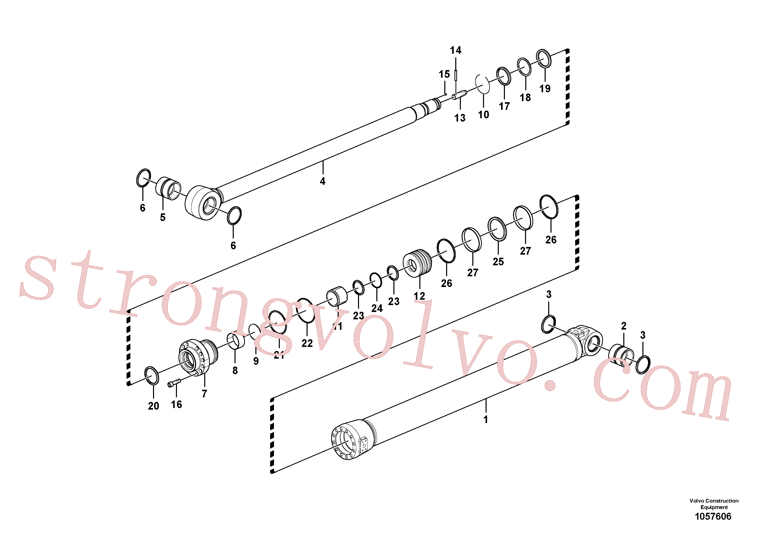 VOE14595218 Volvo Cilindro do braço de afundamento(1057606 Montagem)