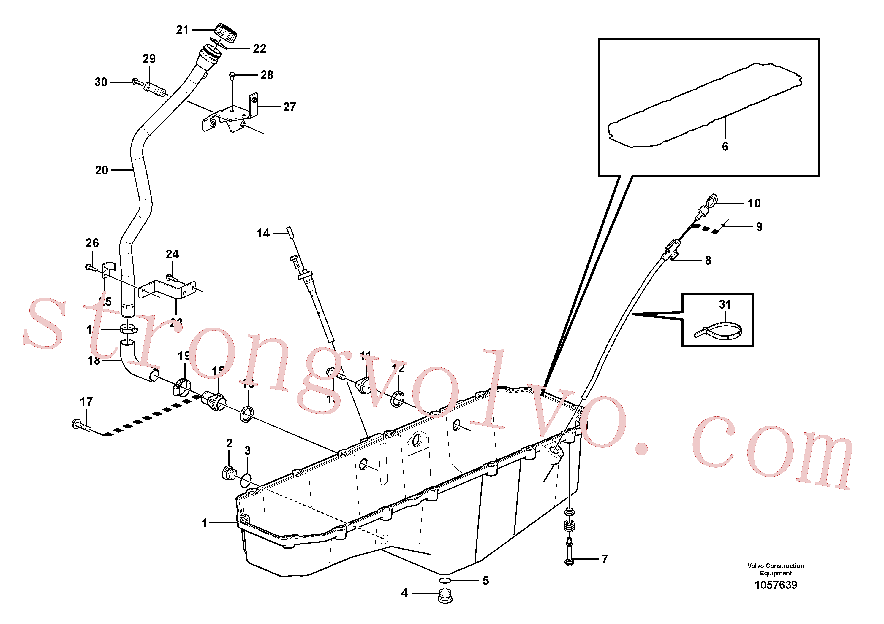 VOE967943 Volvo Cárter inferior do óleo com peças de montagem(1057639 Montagem)