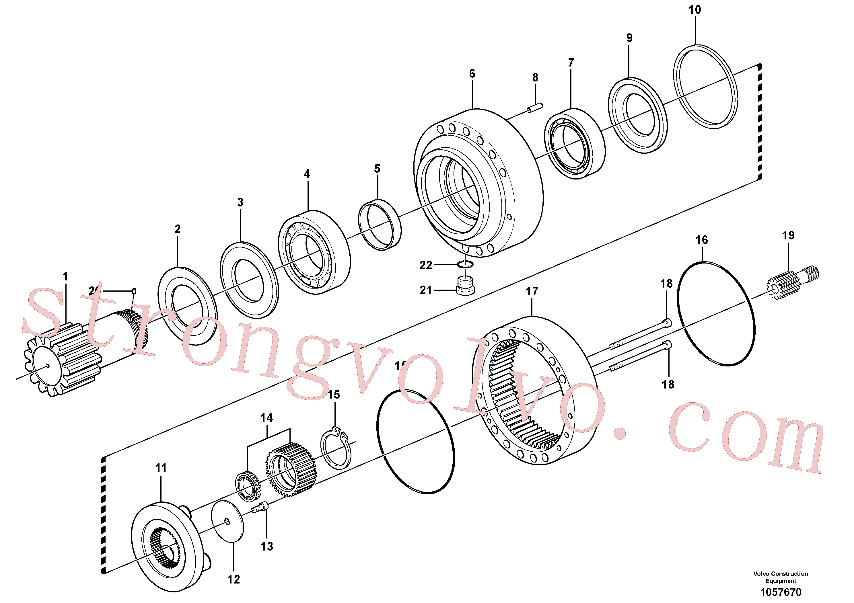 VOE11704821 Volvo Motor de rotação, engrenagem planetária(1057670 Montagem)