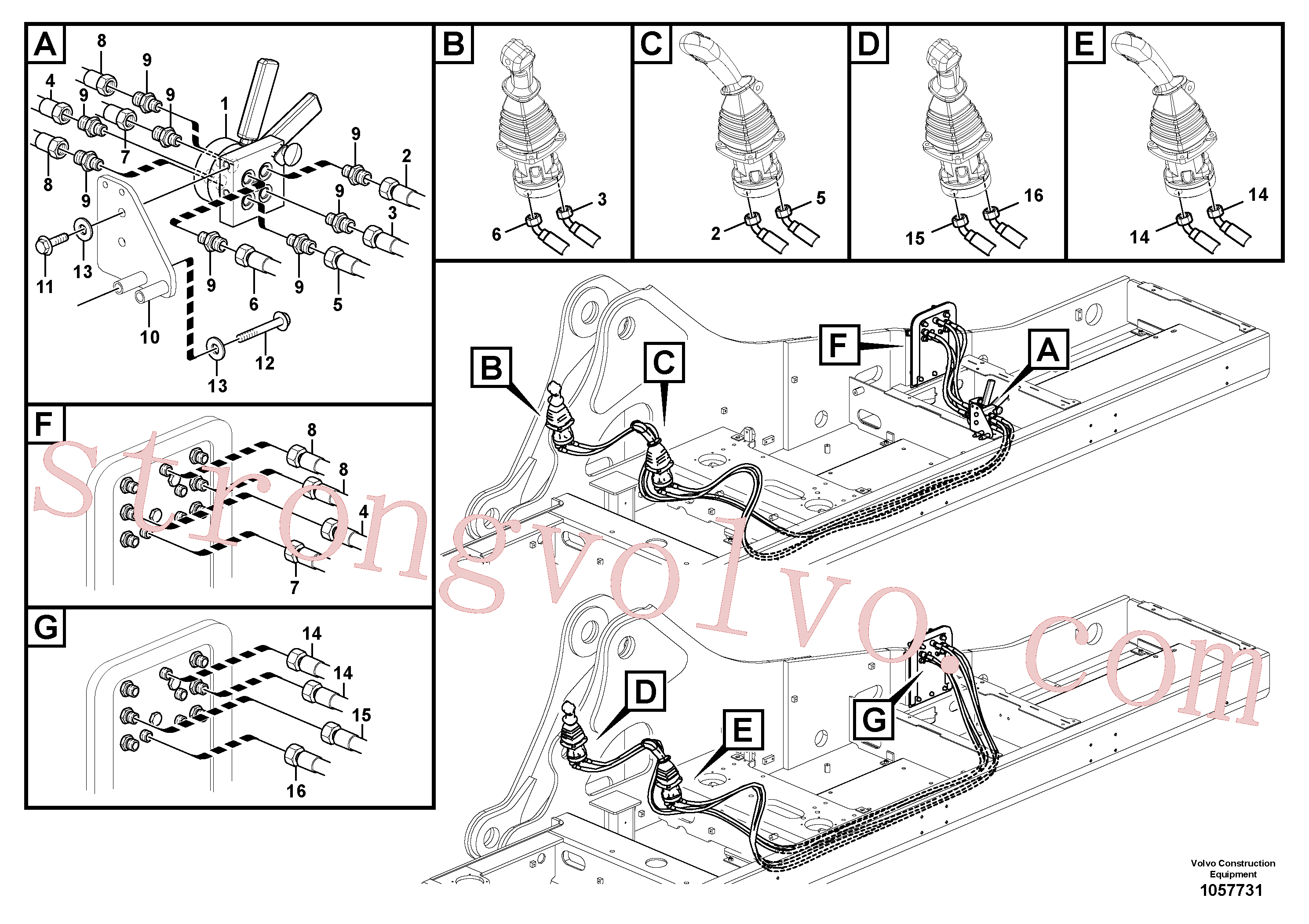 VOE15167158 Volvo Sistema servomotor, mudança da função da alavanca(1057731 Montagem)