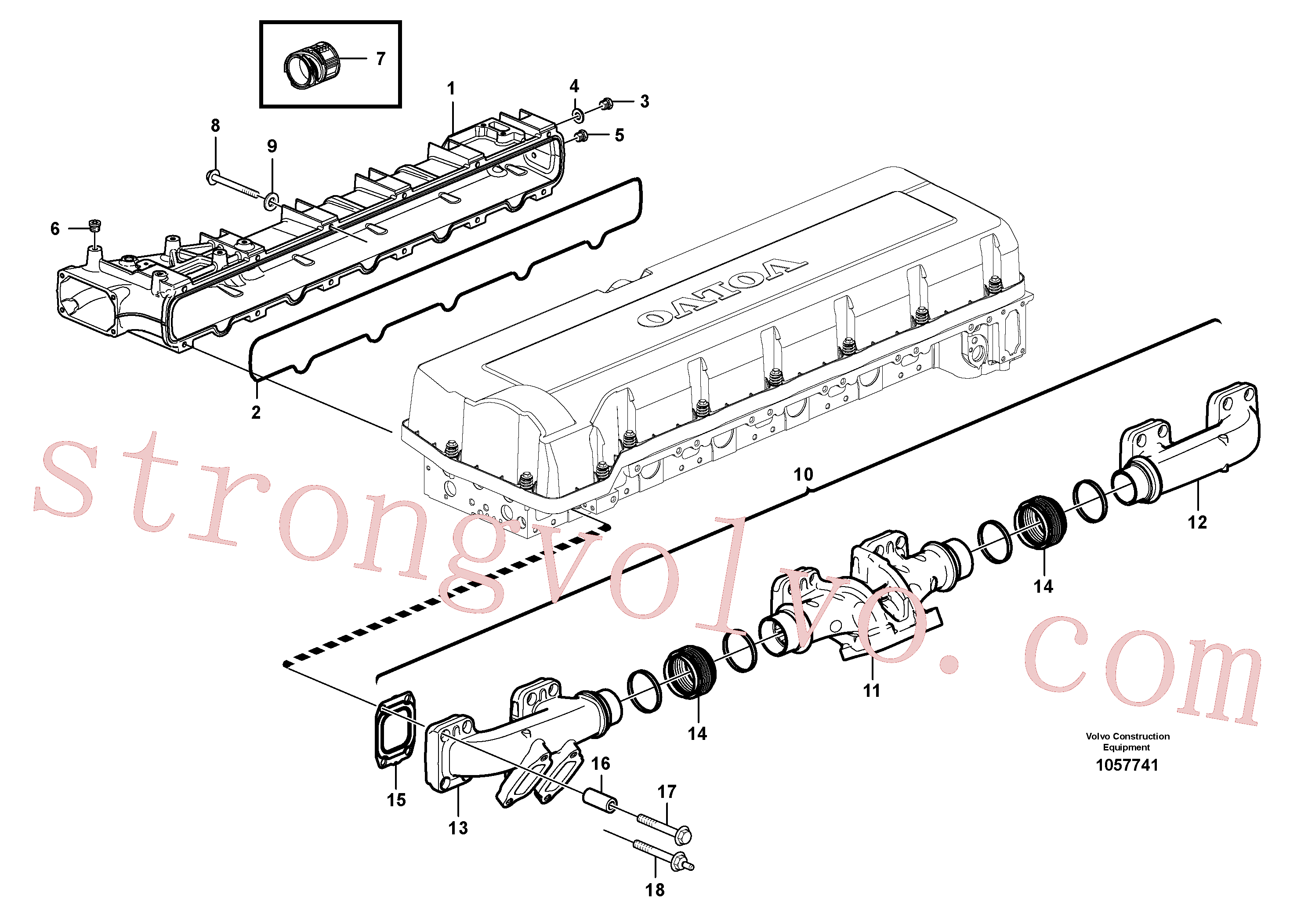 VOE20405556 Volvo Colector de admissão e colector de escape(1057741 Montagem)
