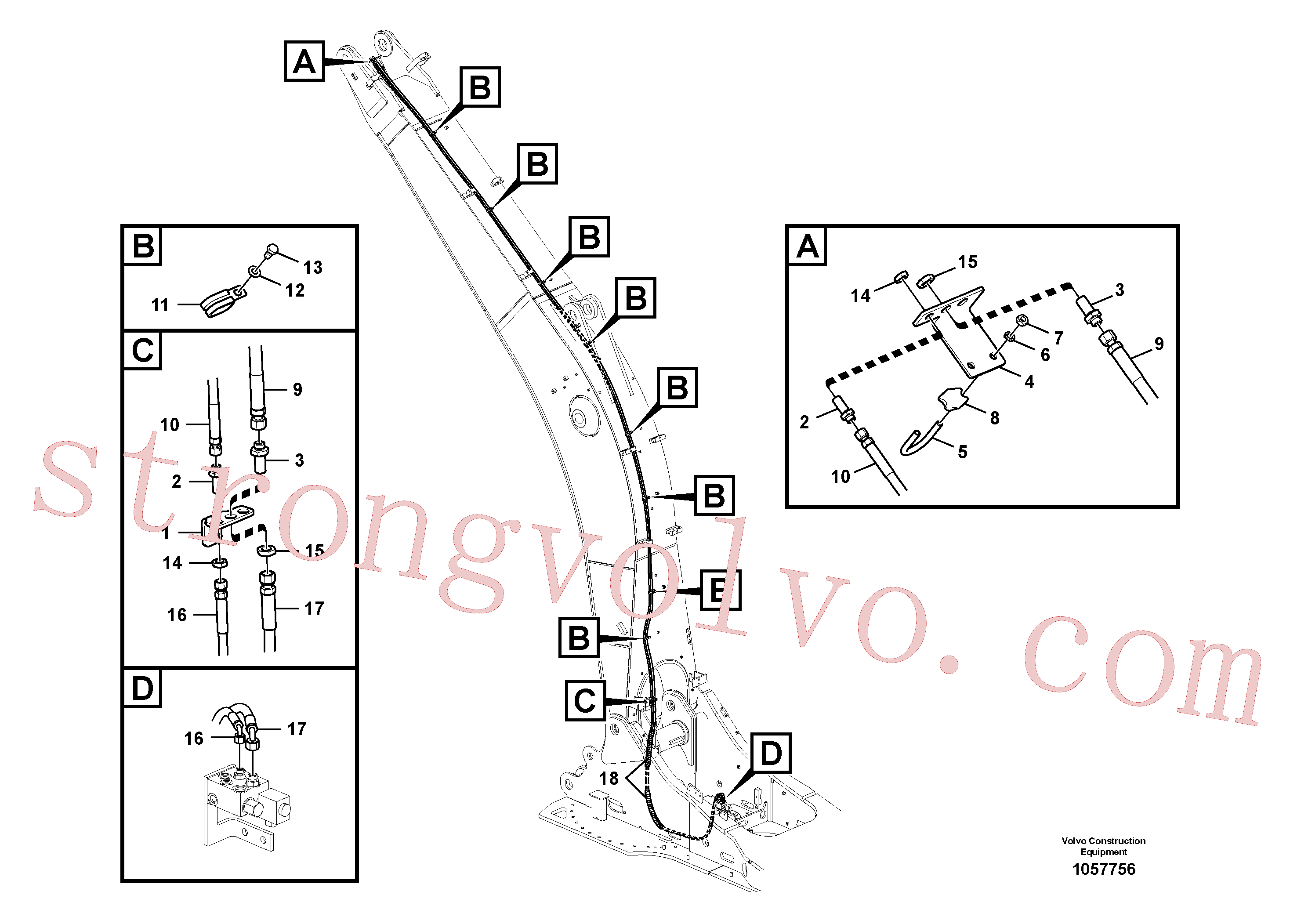 VOE15800498 Volvo Hidráulica de serviço, encaixe rápido na lança(1057756 Montagem)