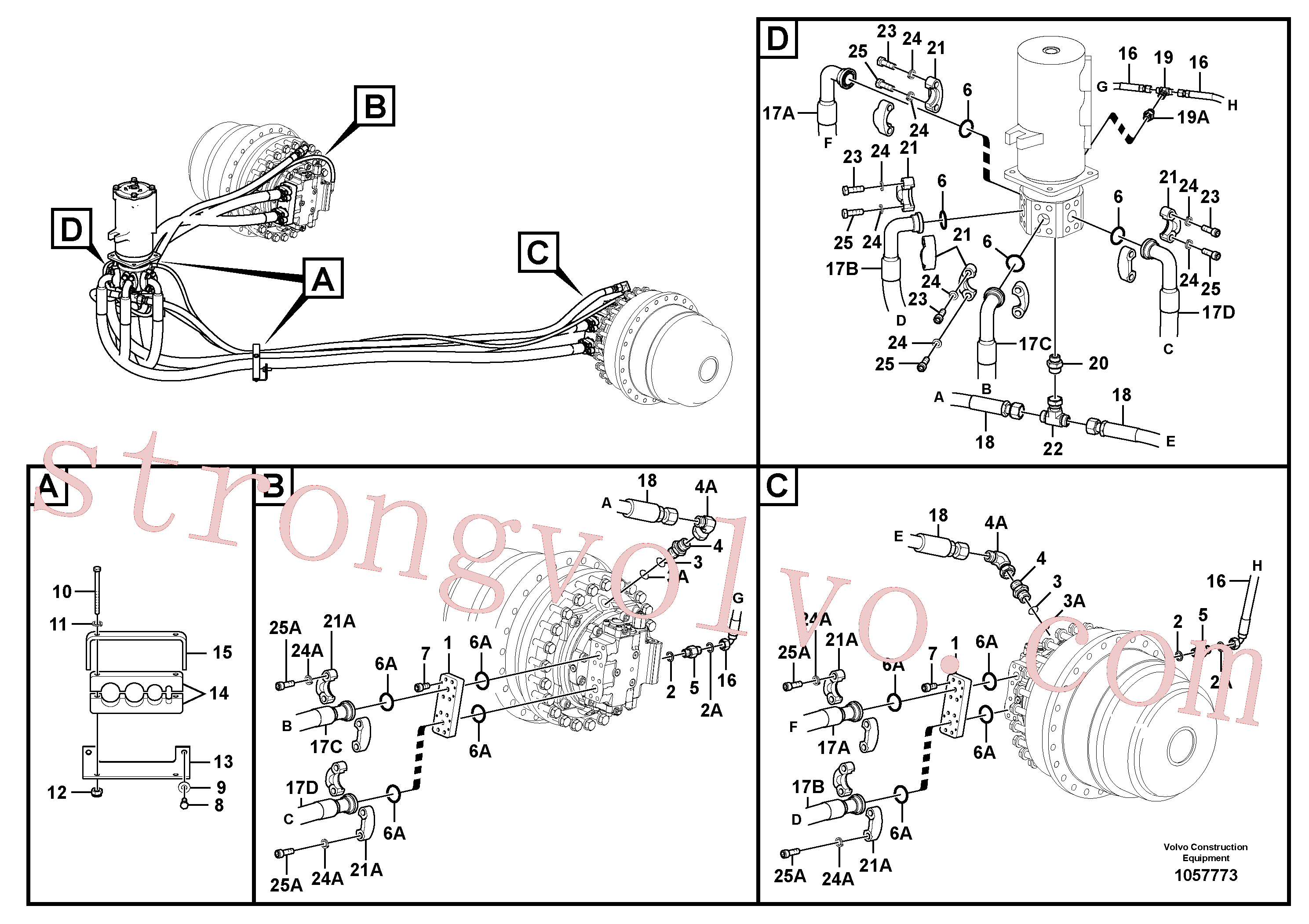 VOE14882041 Volvo Linha da rótula, rótula ao motor de curso(1057773 Montagem)