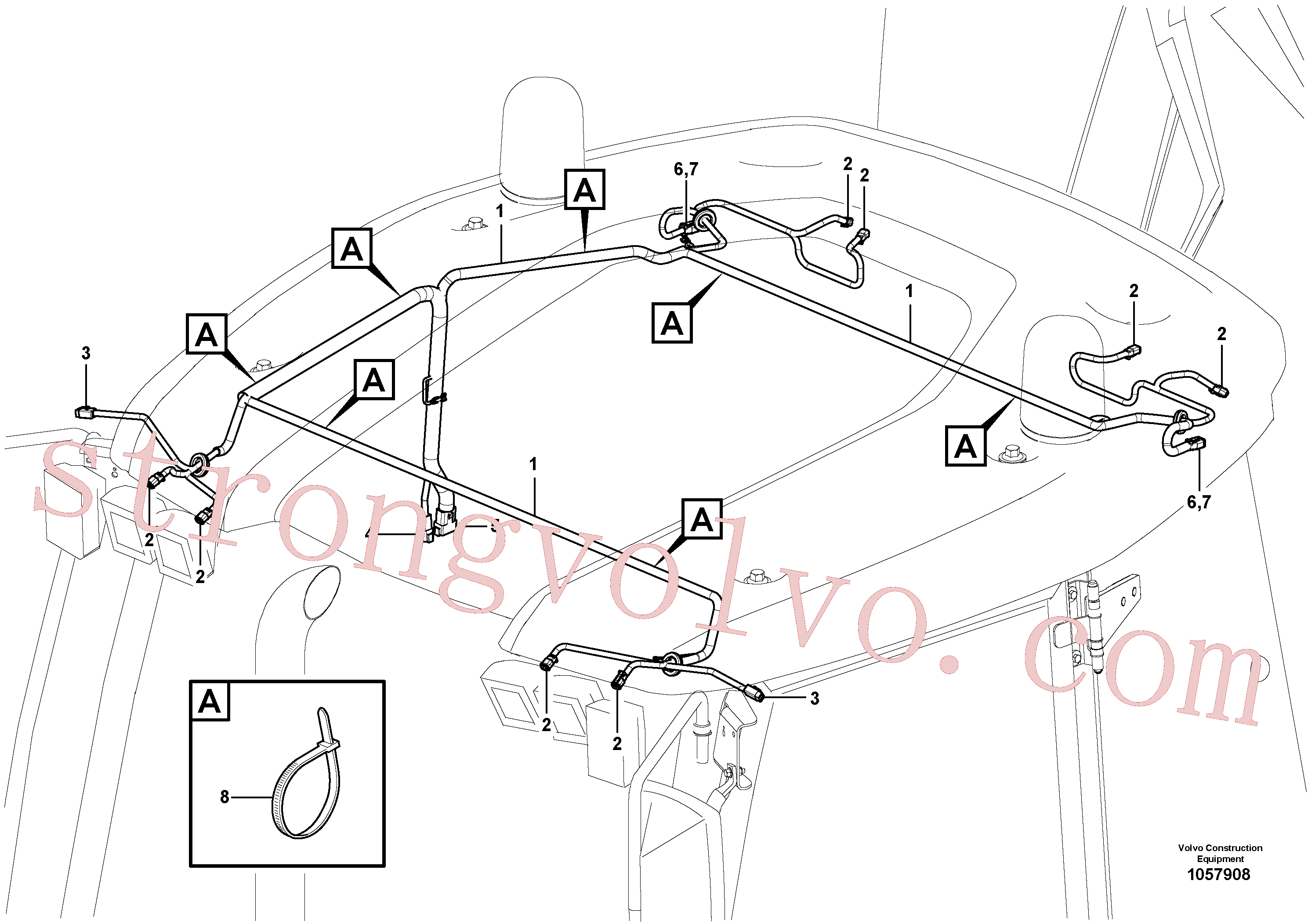 VOE874957 Volvo Cablagem interior da cabina, tejadilho(1057908 Montagem)