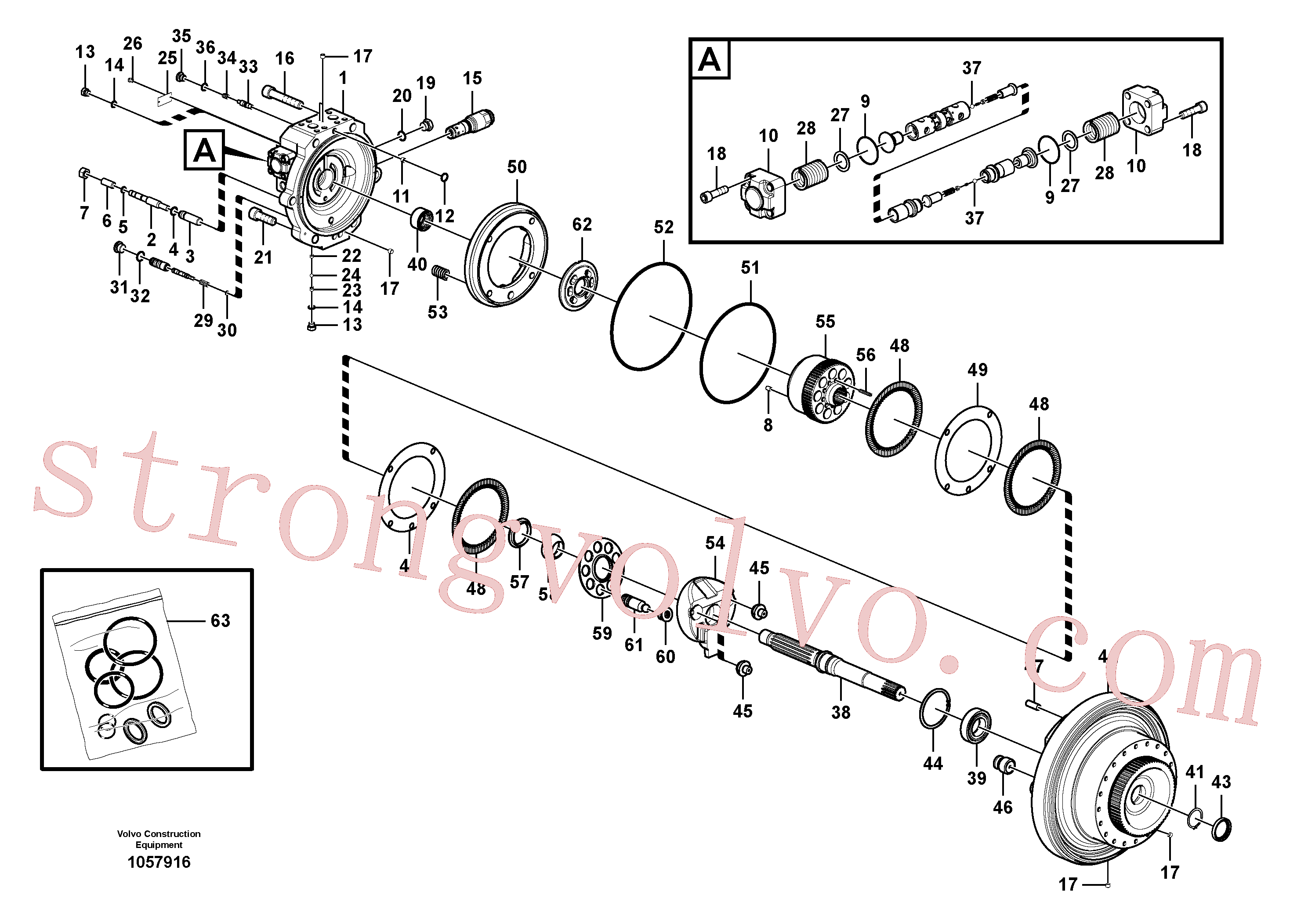 VOE14592002 Volvo Motor de deslocação(1057916 Montagem)
