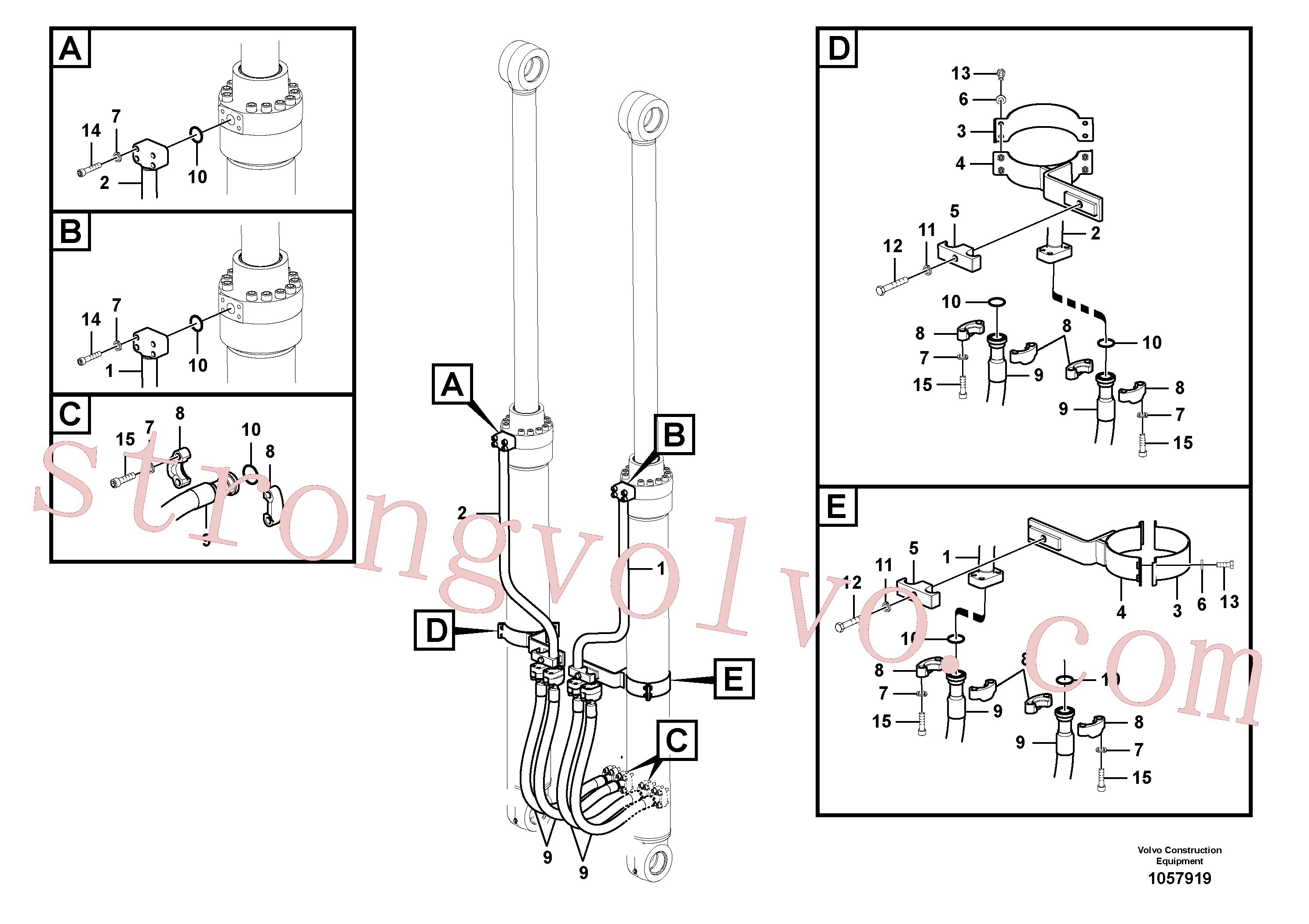 VOE14677230 Volvo Hidráulica de serviço, cilindro da lança(1057919 Montagem)