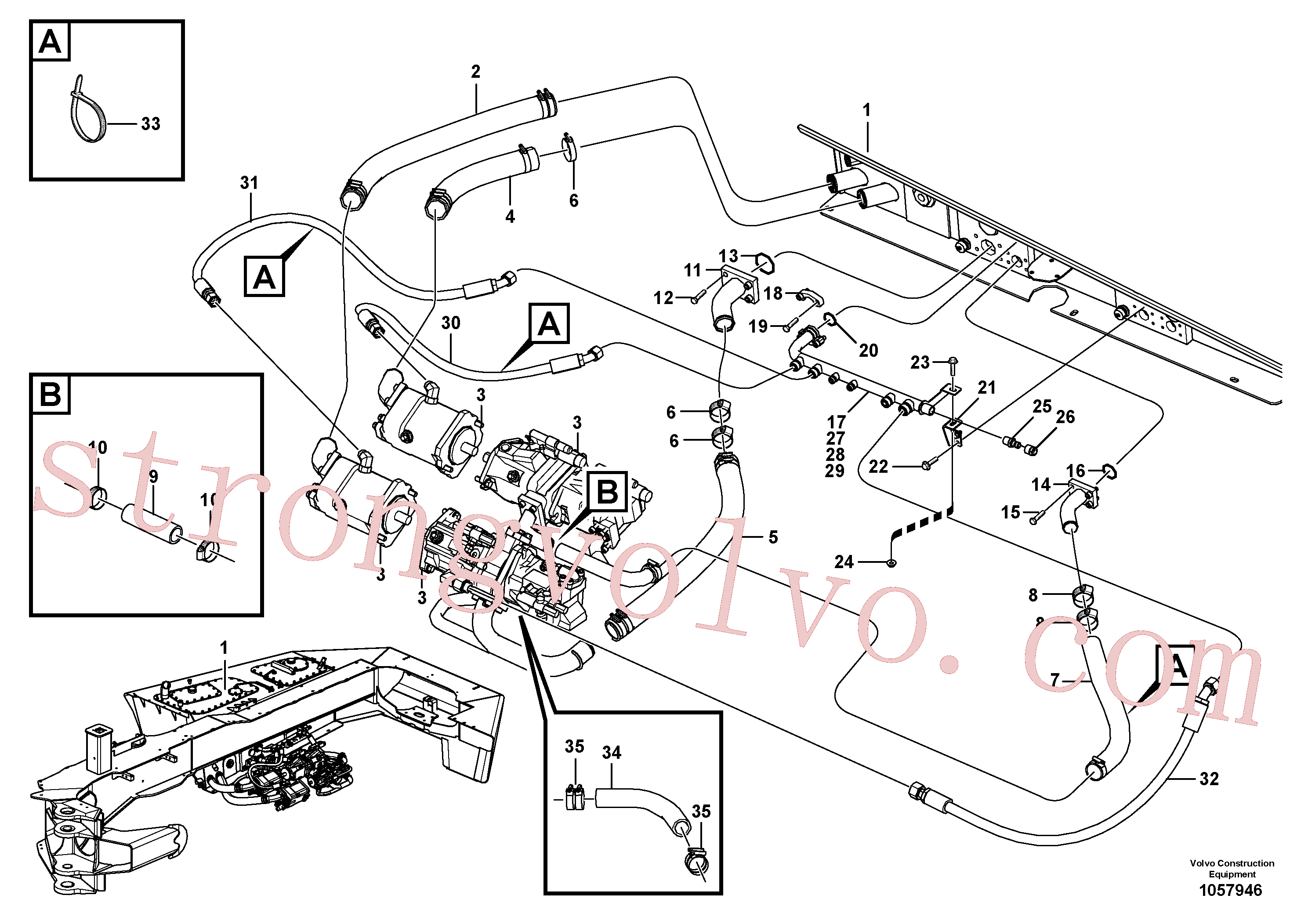 VOE937874 Volvo Sistema hidráulico, unidade do motor(1057946 Montagem)
