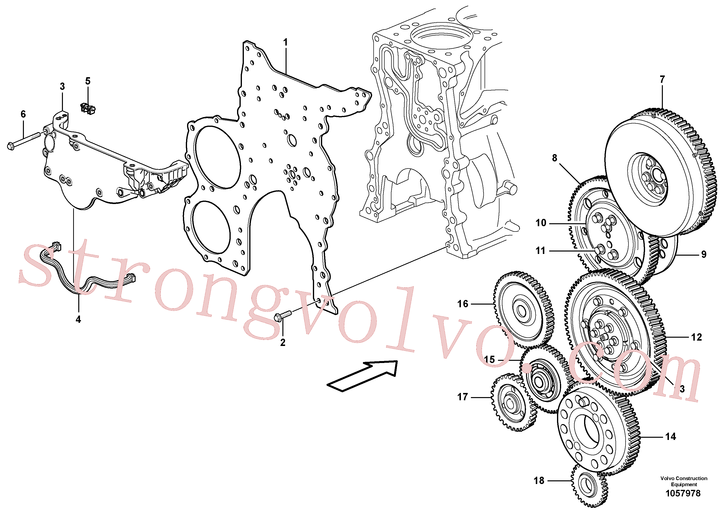 VOE787156 Volvo Carretos e caixa da engrenagem de distribuição(1057978 Montagem)