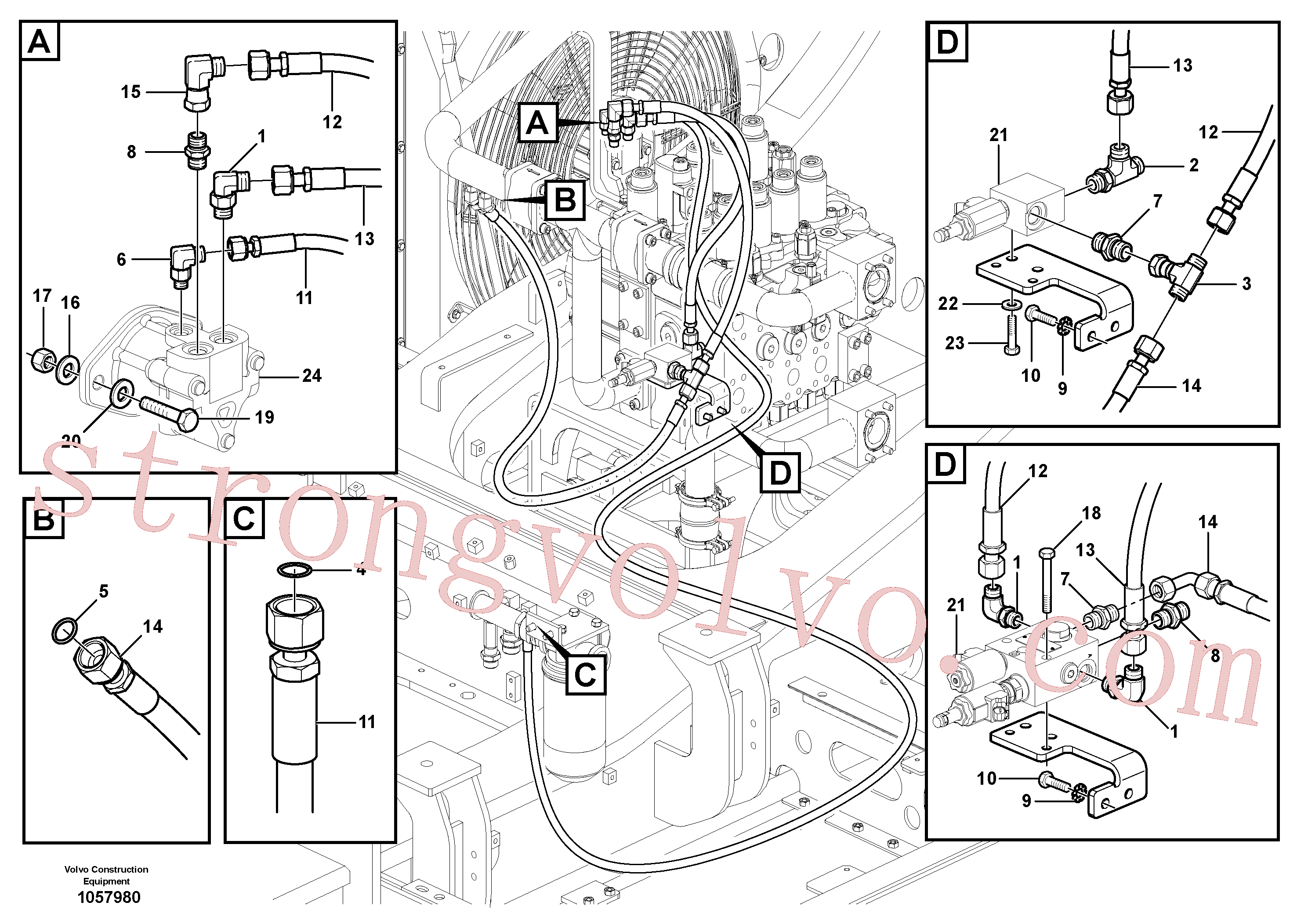 VOE15014453 Volvo Sistema hidráulico, sistema refrigerante do óleo(1057980 Montagem)
