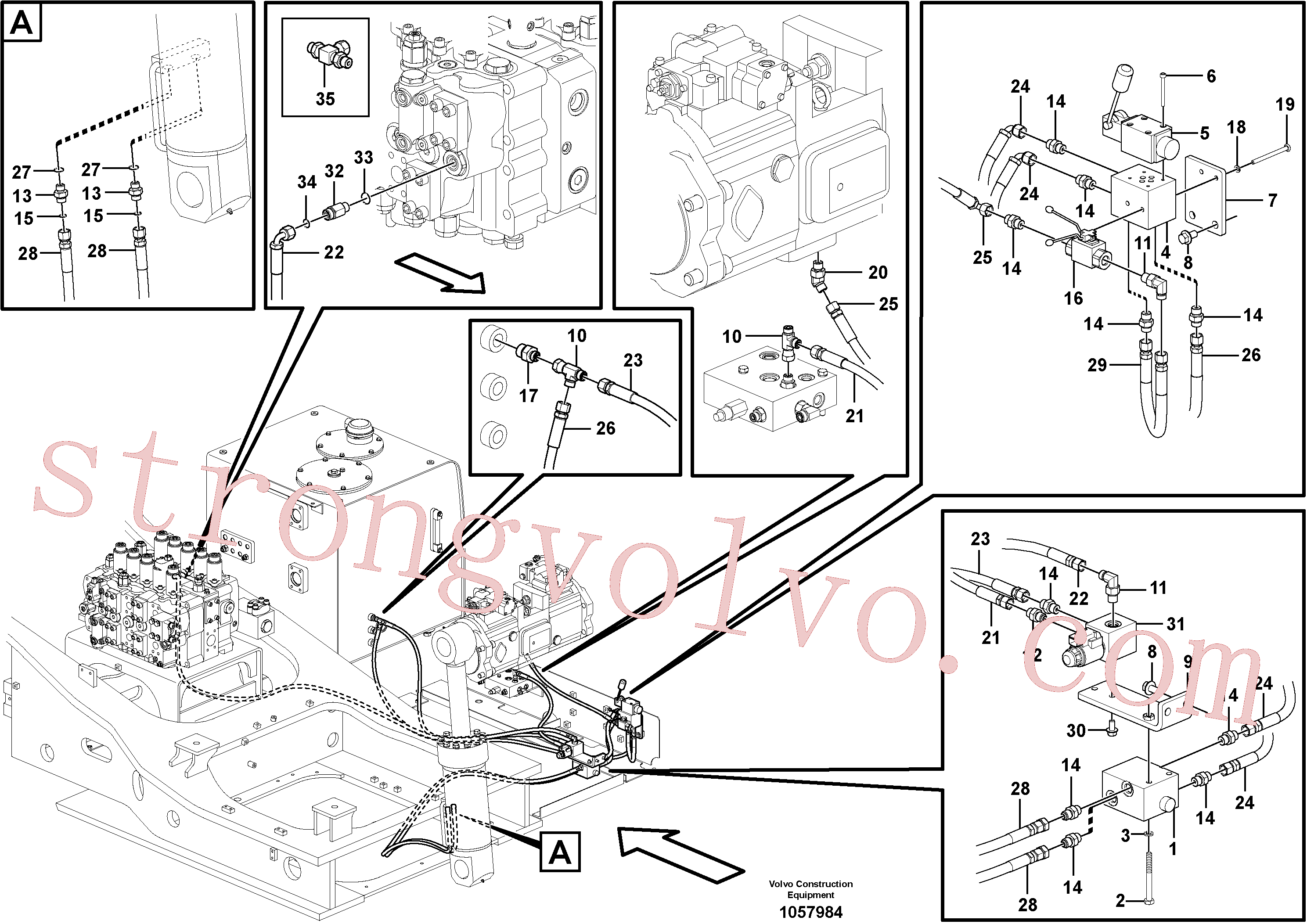 VOE15185968 Volvo Sistema hidráulico de trabalho, remoção de contrapeso.(1057984 Montagem)
