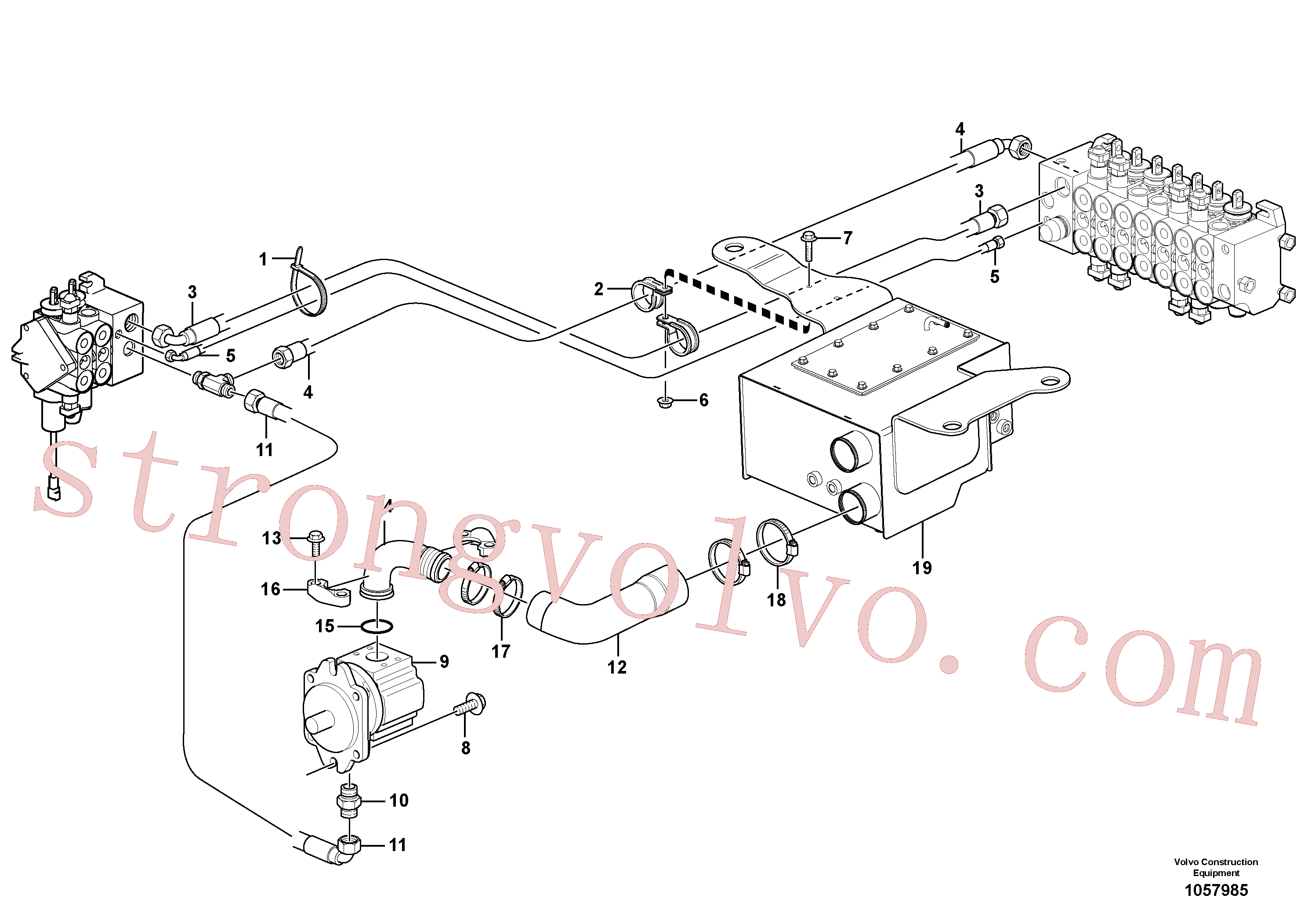 VOE11431025 Volvo Sistema hidráulico, linha de sucção(1057985 Montagem)