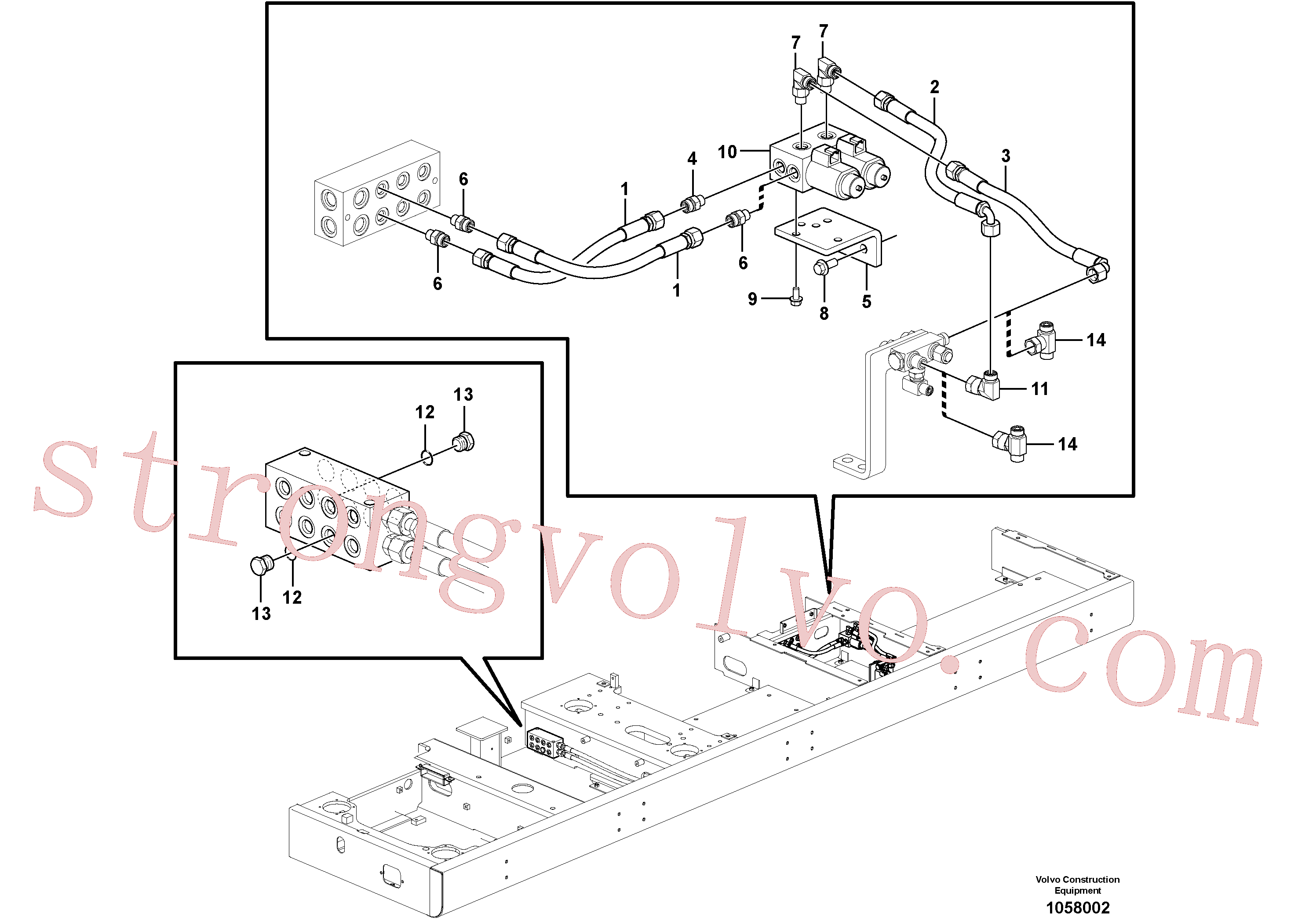 VOE14570443 Volvo Sistema servomotor, martelo e corte(1058002 Montagem)