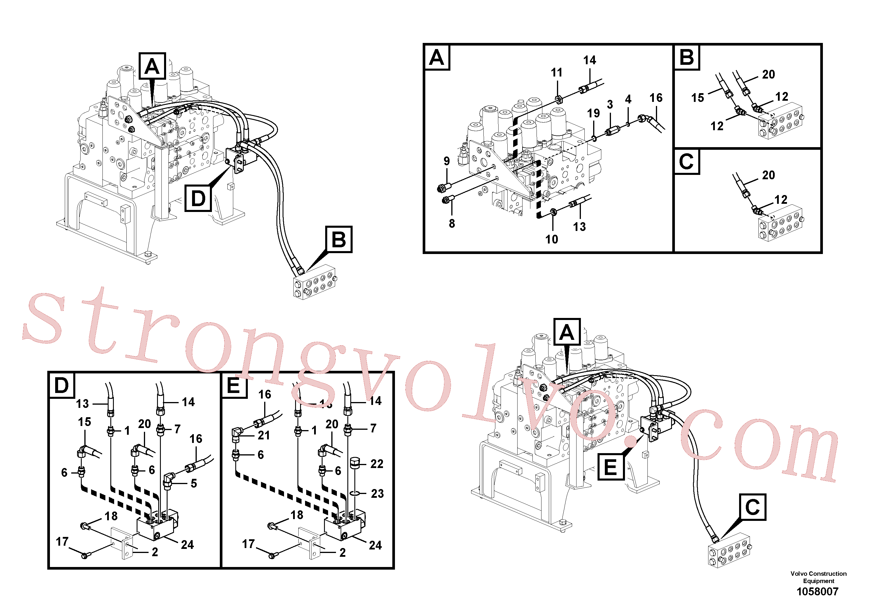 VOE935083 Volvo Hidráulica de serviço, encaixe rápido na estrutura superior(1058007 Montagem)