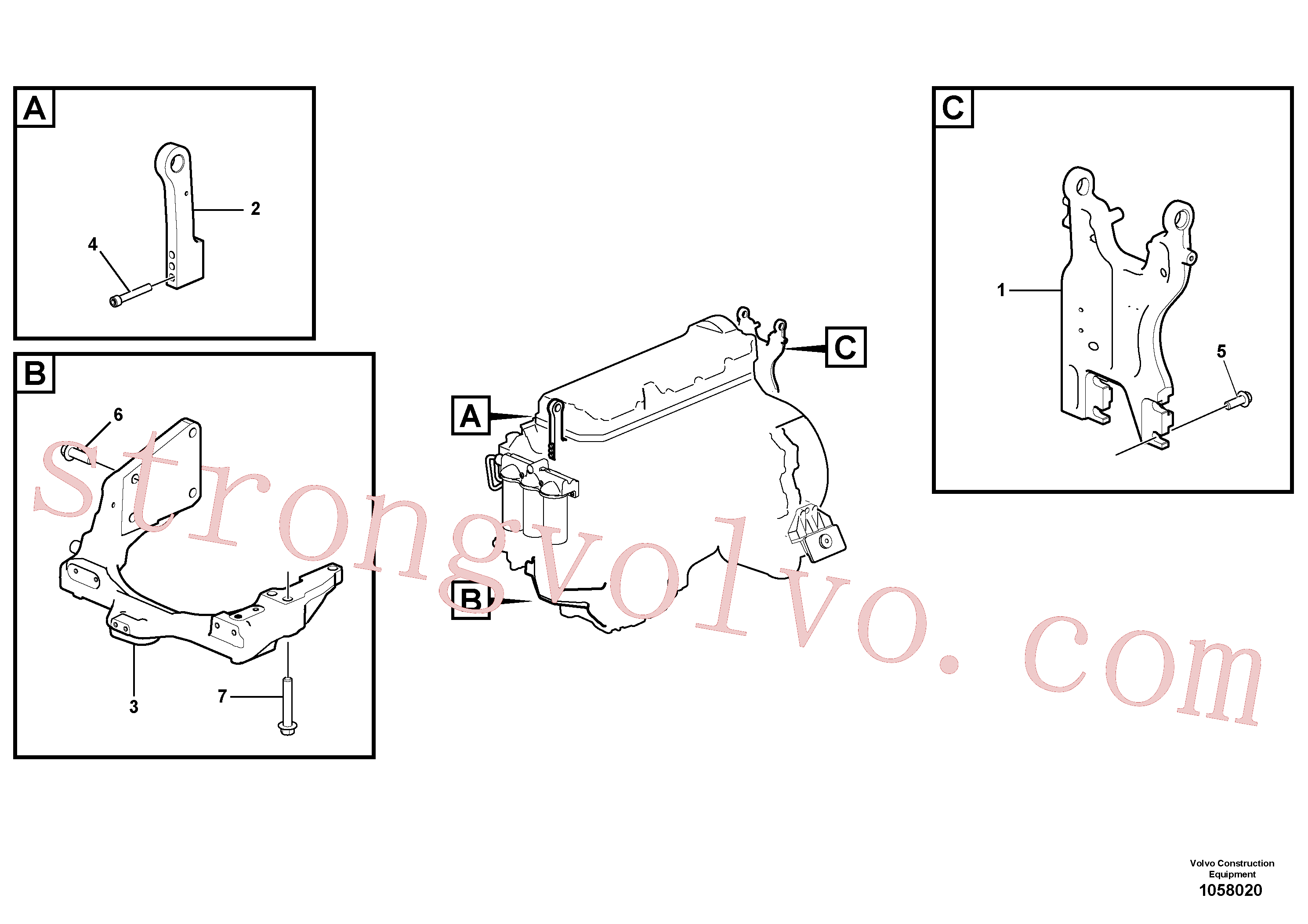 VOE959265 Volvo Suporte do motor(1058020 Montagem)