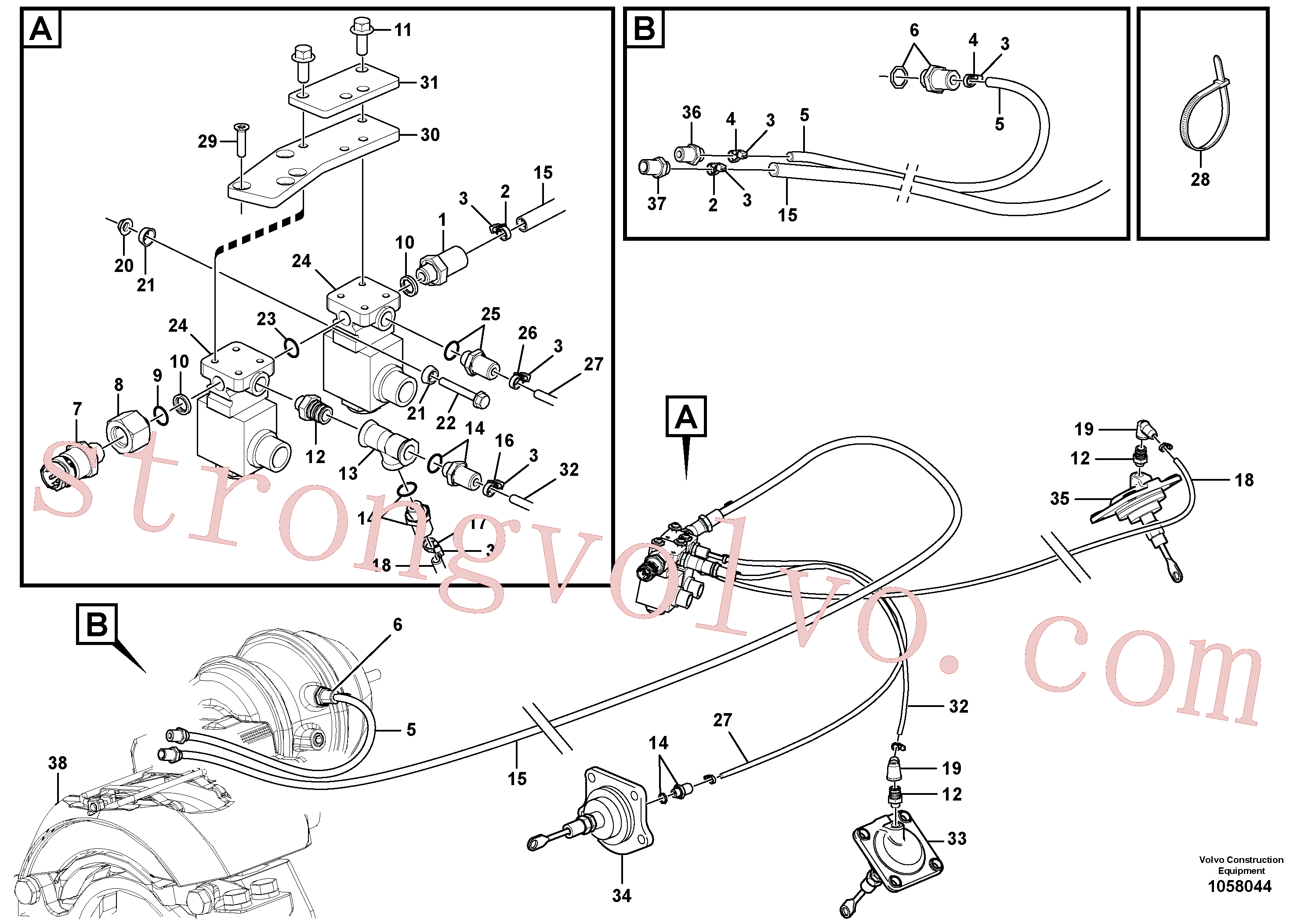 VOE11196378 Volvo Sistema pneumático, 6x6 e bloqueio do diferencial, unidade de carga(1058044 Montagem)