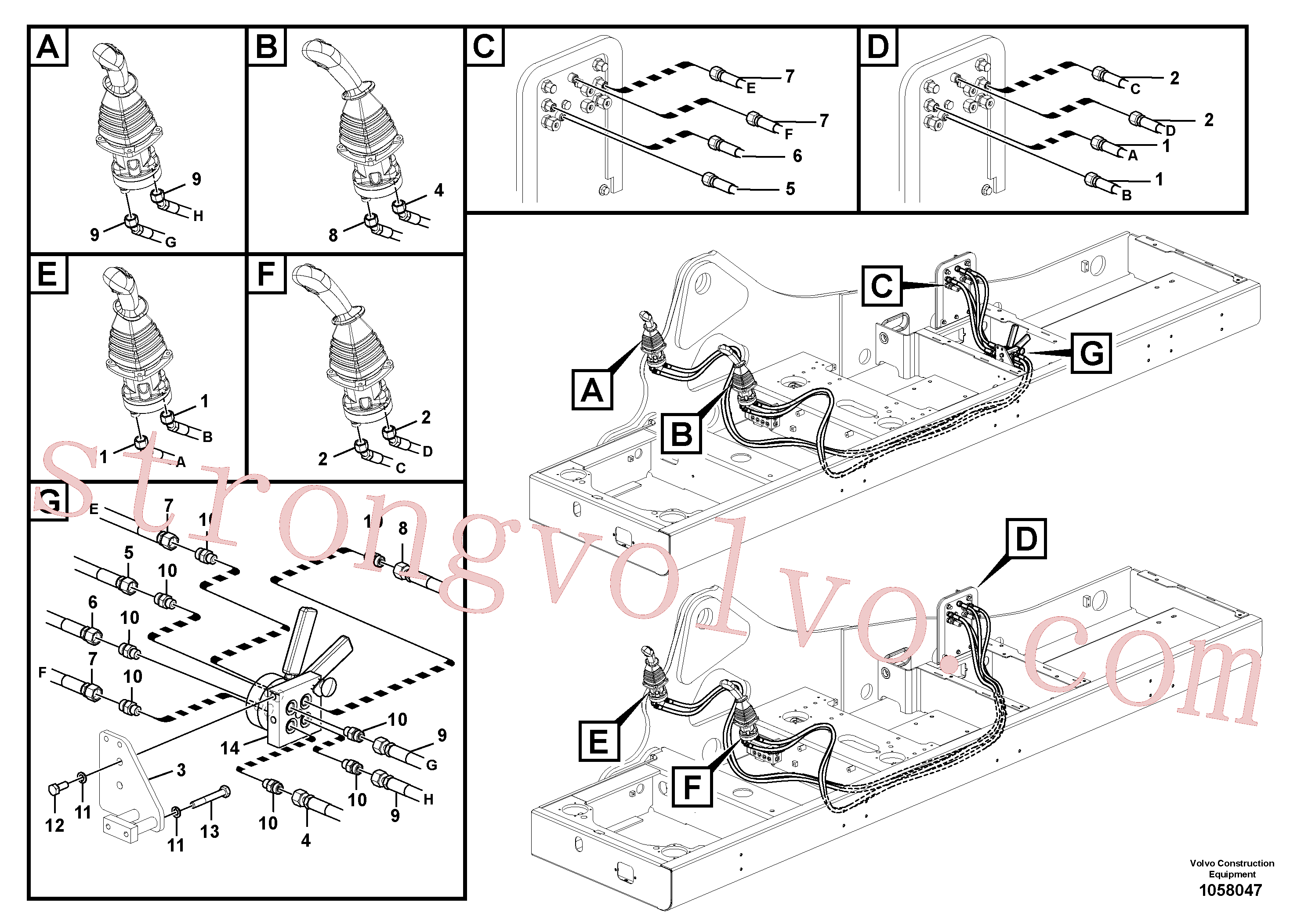 VOE14624595 Volvo Sistema servomotor, mudança da função da alavanca(1058047 Montagem)