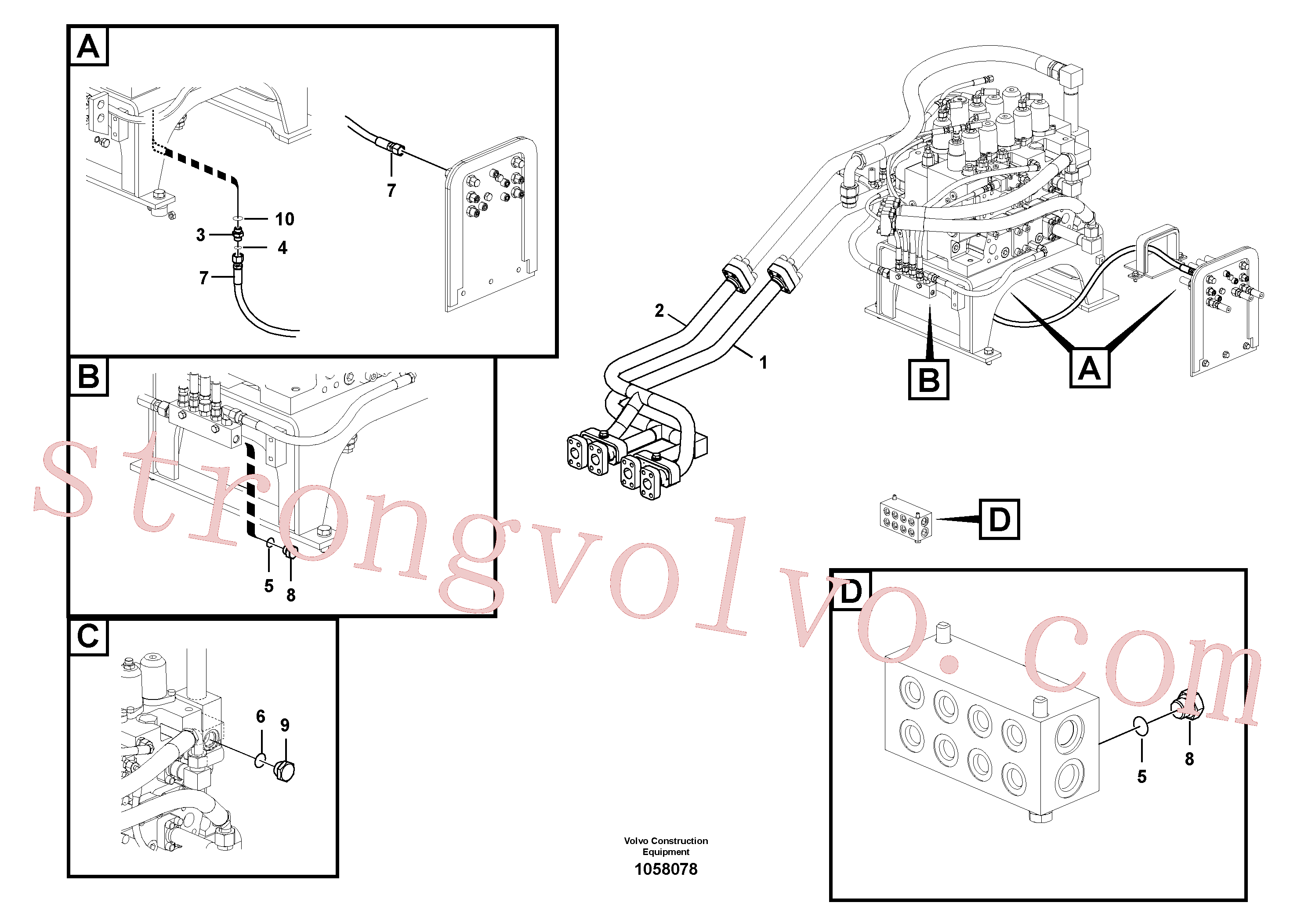 VOE14564557 Volvo Sistema hidráulico, válvula de comando da lança e articulação(1058078 Montagem)