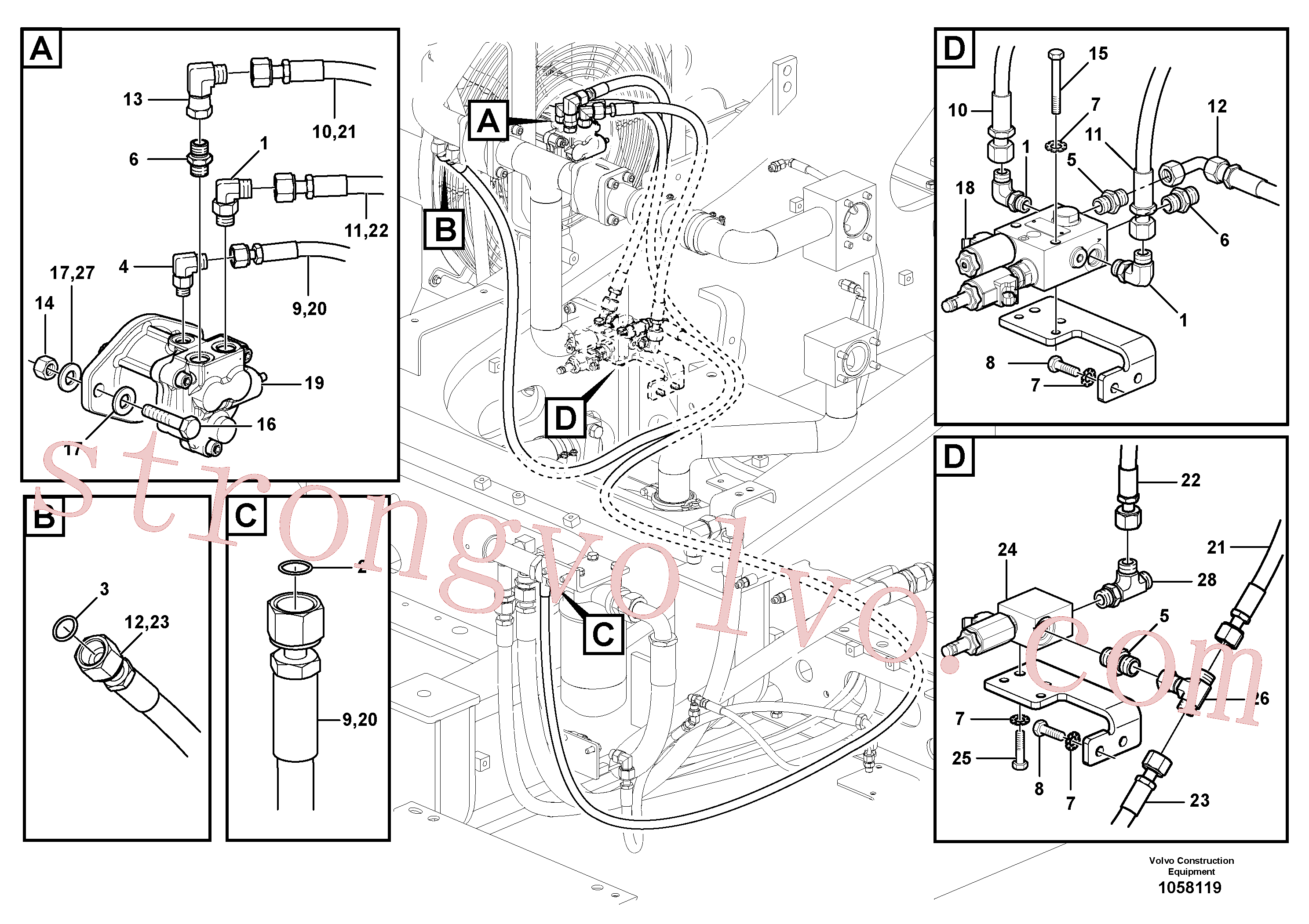VOE14569758 Volvo Sistema hidráulico, sistema refrigerante do óleo(1058119 Montagem)