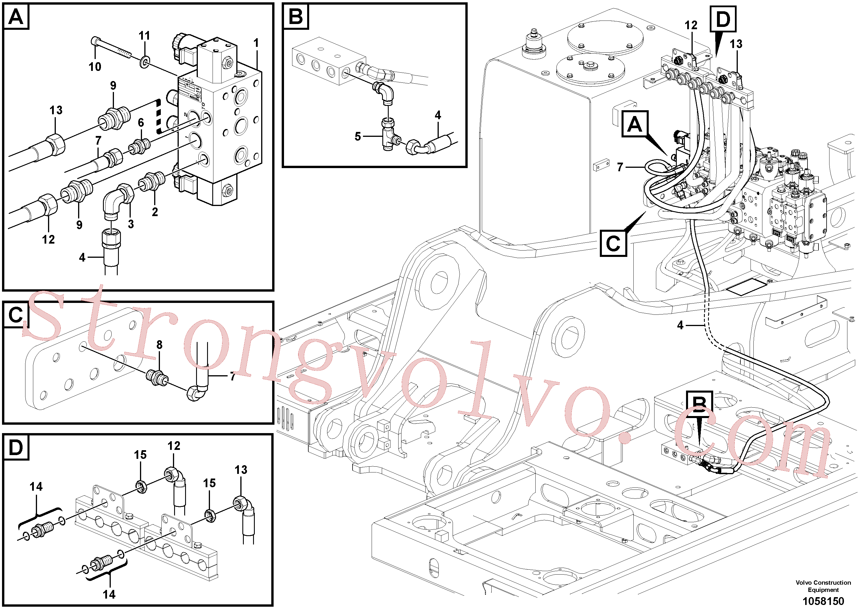 VOE15612093 Mangueira completa Volvo escavadeira
