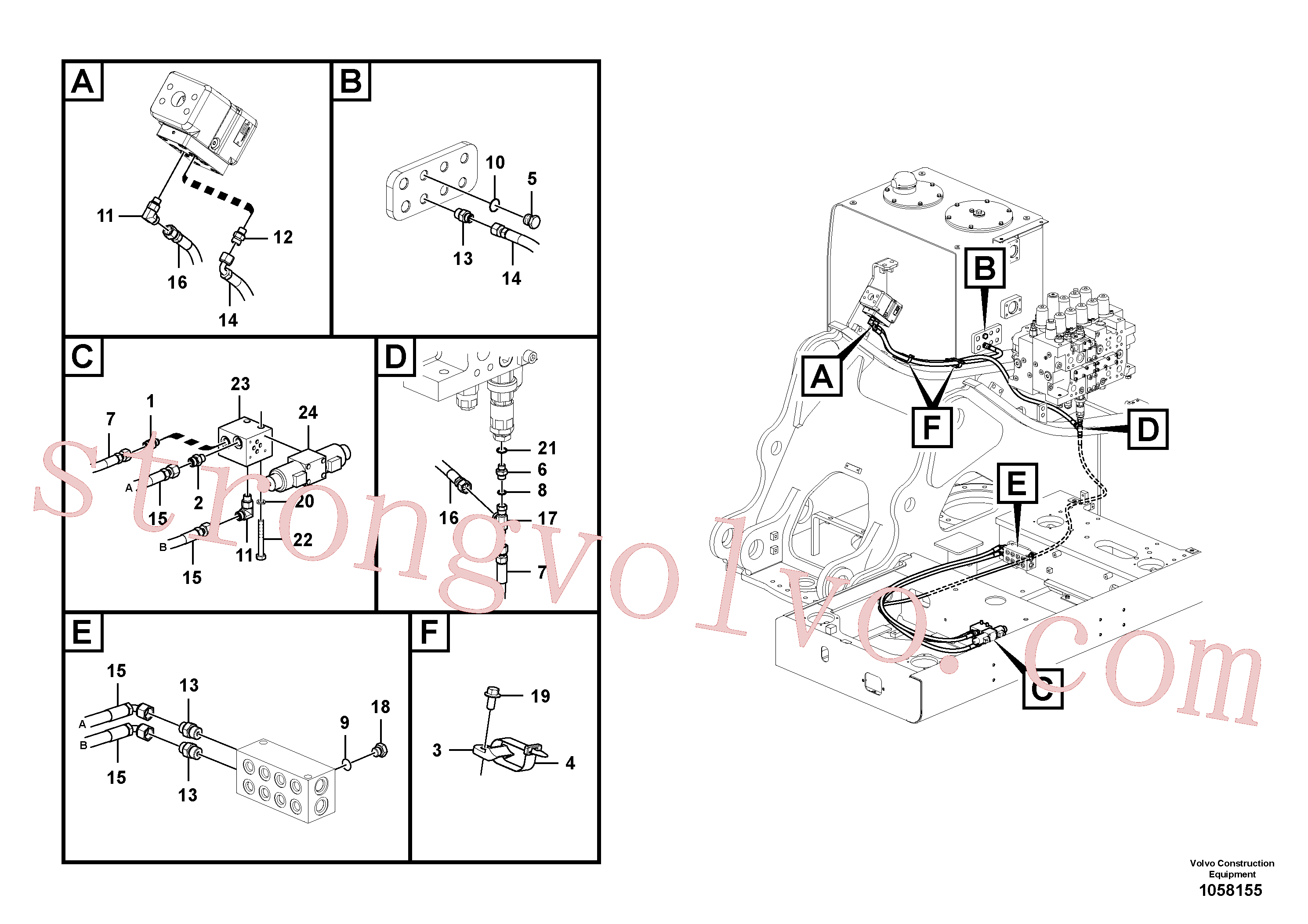 VOE938308 Volvo Hidráulica de serviço, martelo e cortador para fluxo da bomba auxiliar(1058155 Montagem)
