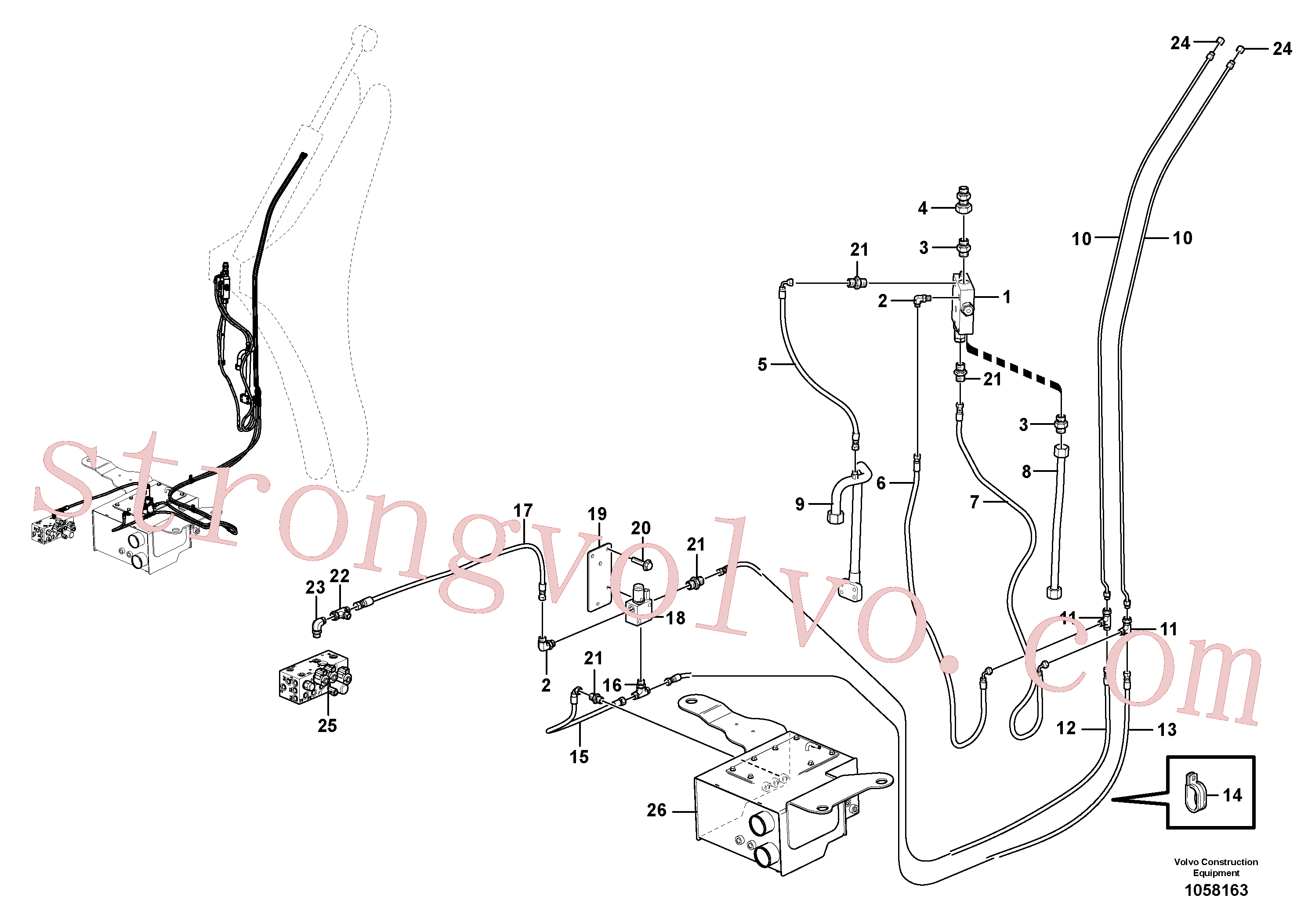 VOE11888701 Volvo Sistema hidráulico, lança(1058163 Montagem)
