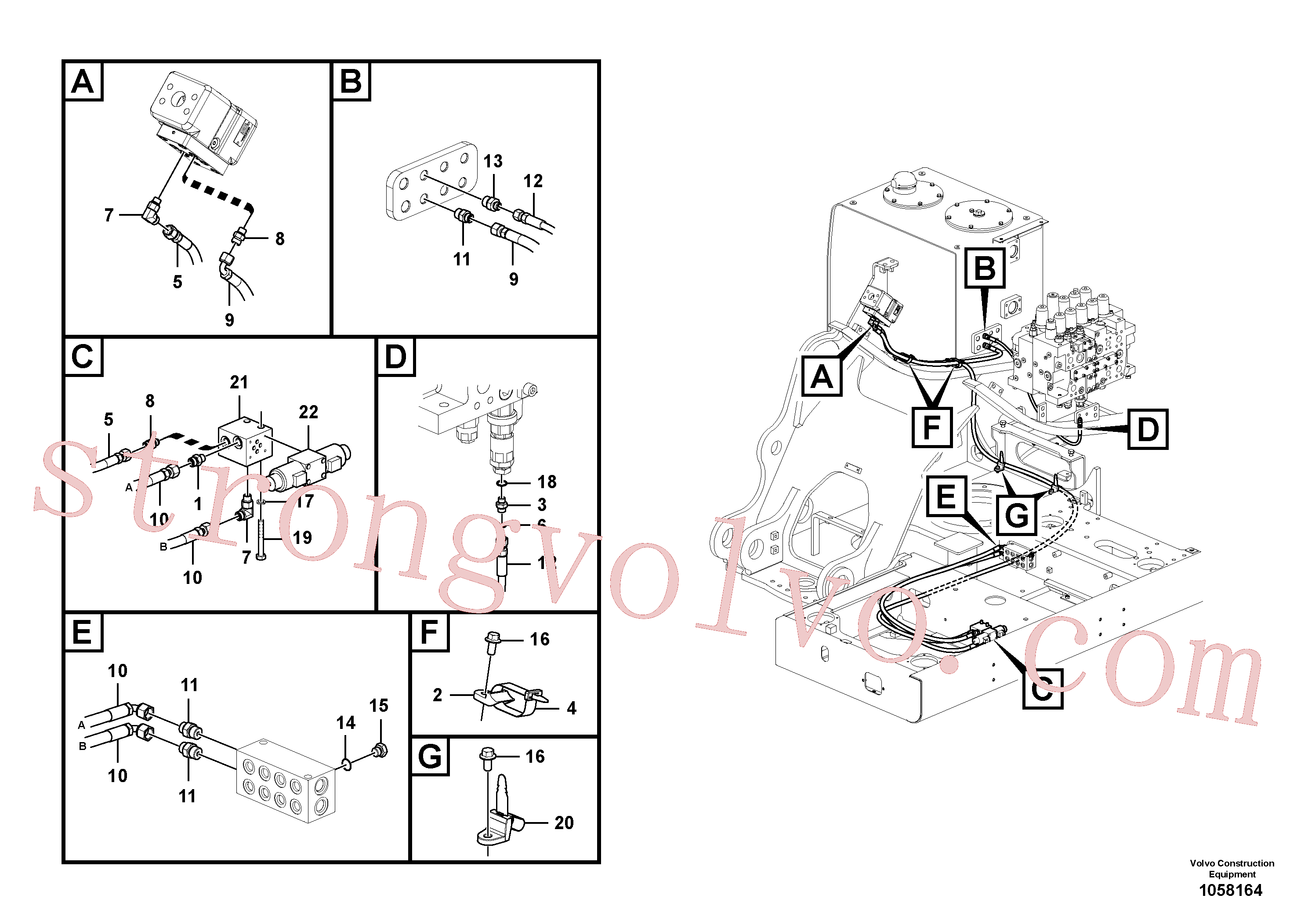 PJ5471046 Volvo Hidráulica de serviço, martelo e cortador para fluxo da bomba auxiliar(1058164 Montagem)