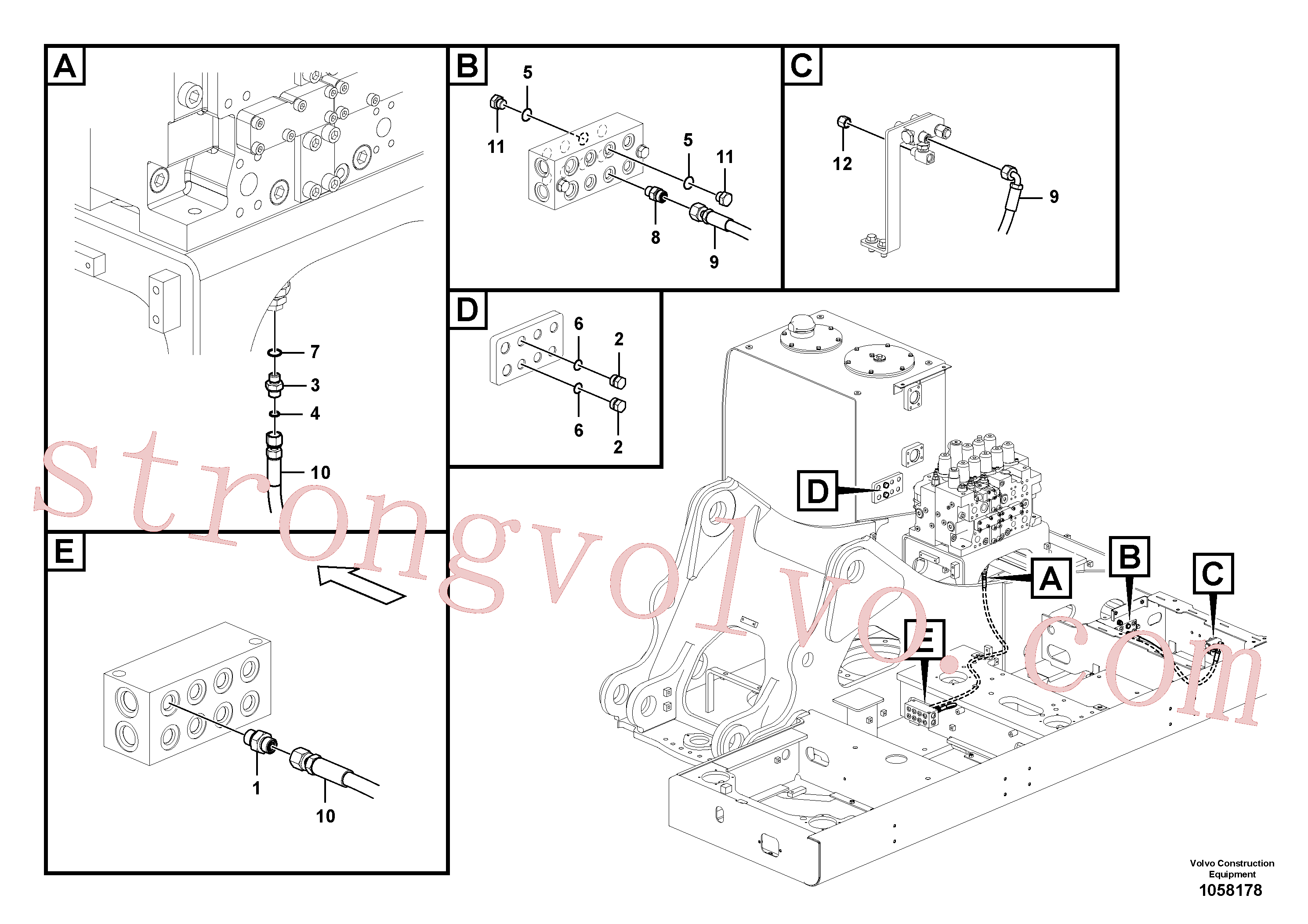 VOE937117 Volvo Sistema servomotor, martelo e corte(1058178 Montagem)