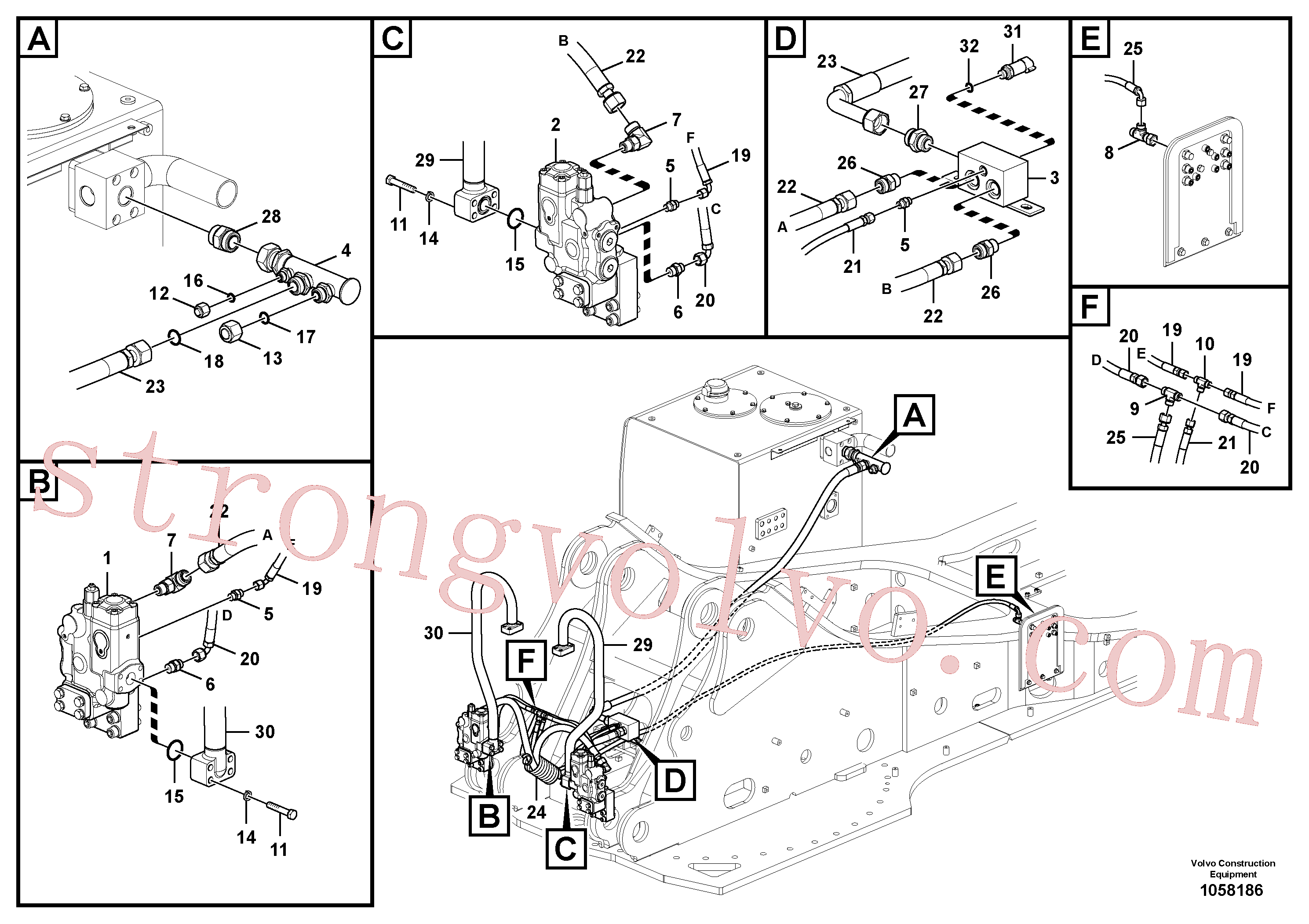 VOE15048486 Volvo Hidráulica de serviço, ruptura da lança(1058186 Montagem)
