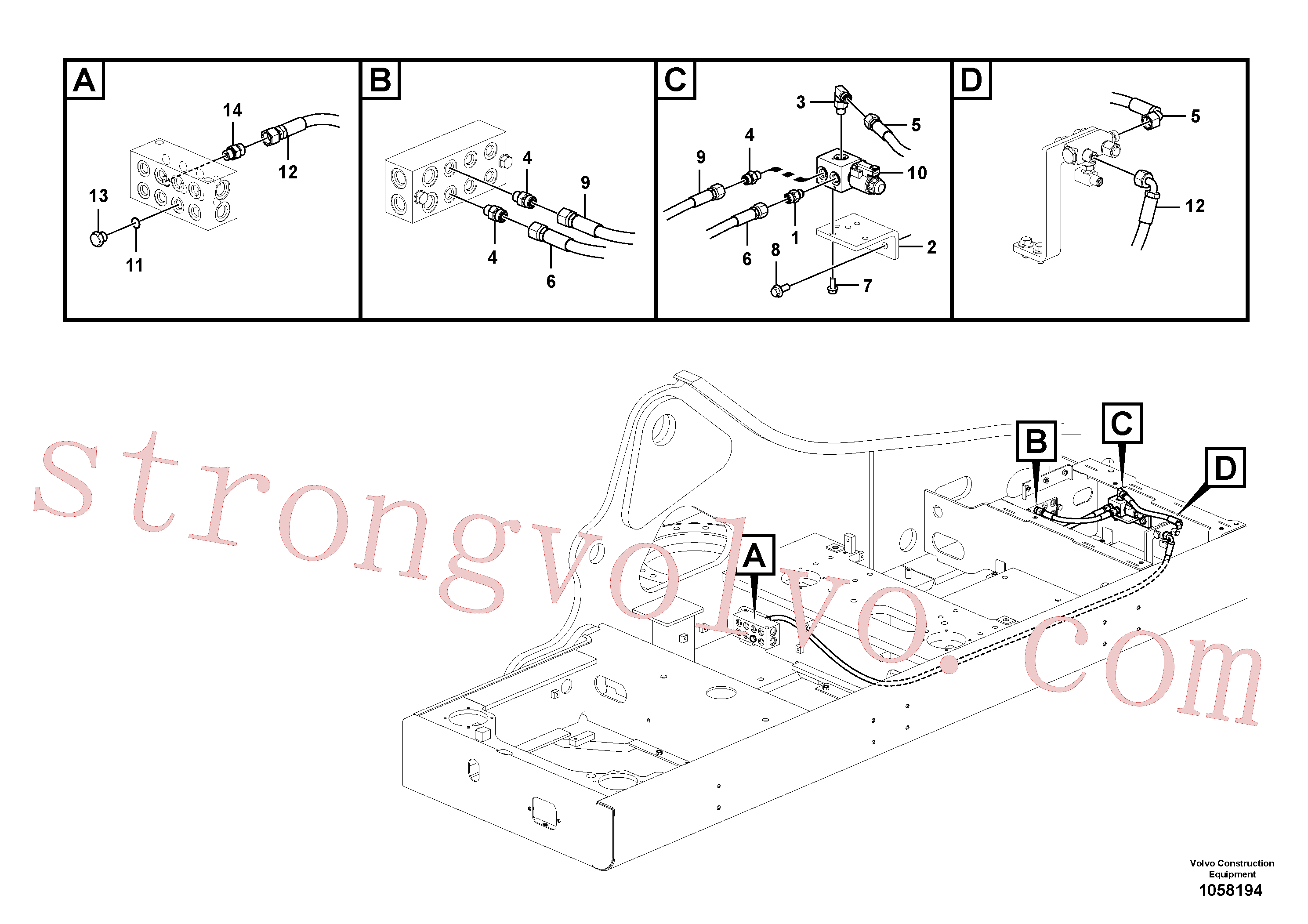 VOE14588342 Volvo Sistema servomotor, martelo e corte(1058194 Montagem)