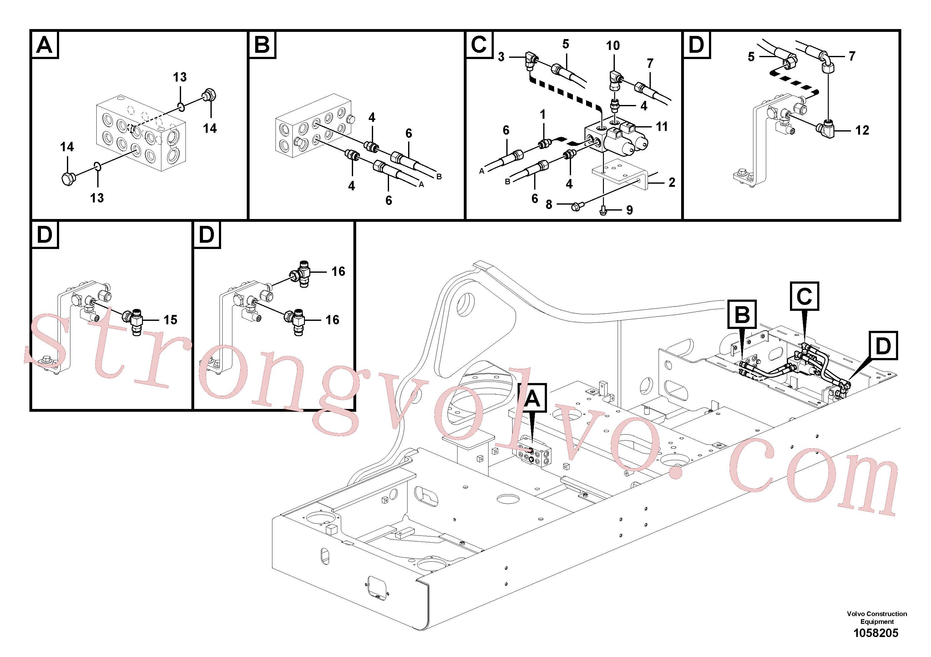 VOE14570443 Volvo Sistema servomotor, mudança da função da alavanca(1058205 Montagem)